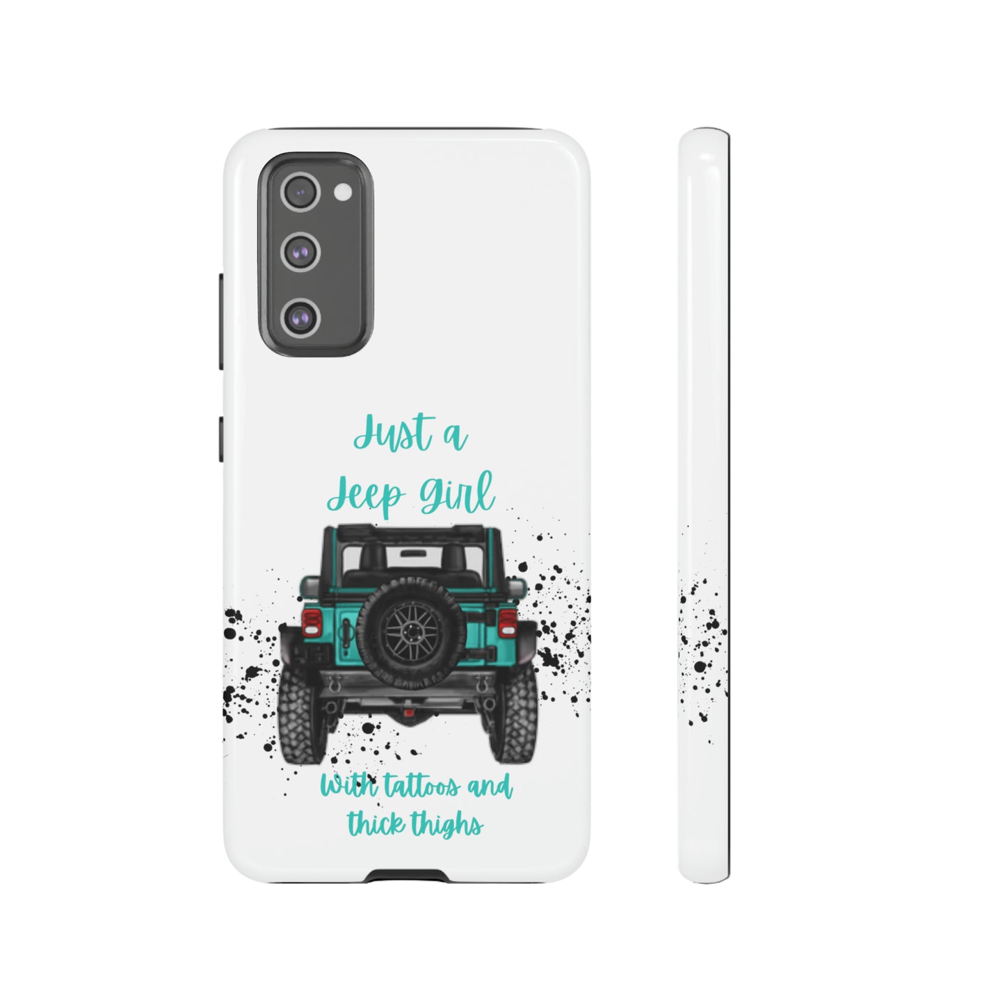 Off Road Girl with Tattoos and Thick Thighs Turquoise Protective Phone Case