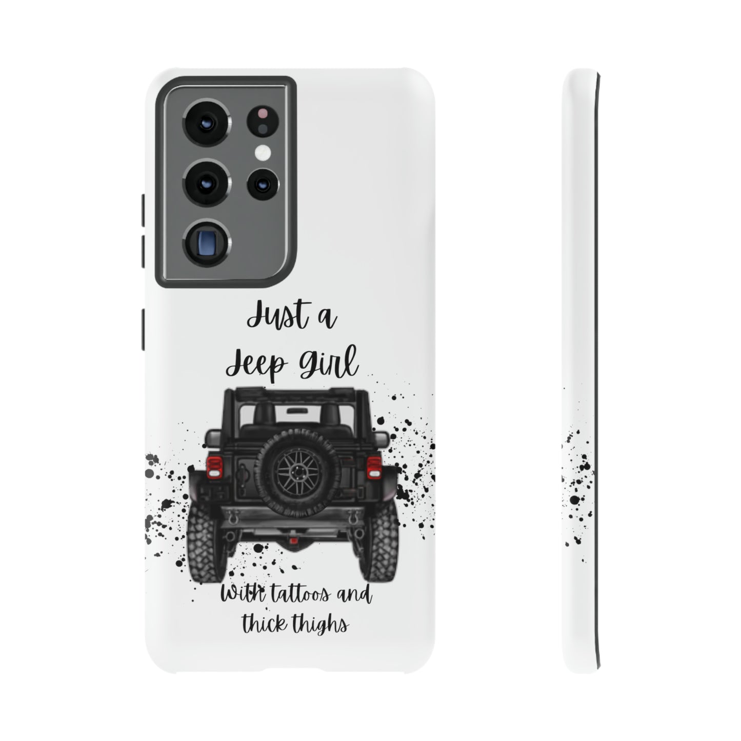 Off Road Girl with Tattoos and Thick Thighs Black Protective Phone Case