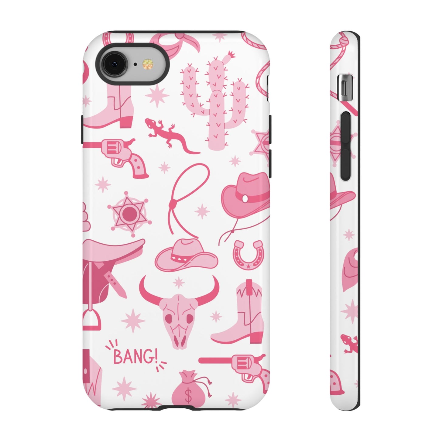 Pink Western Protective Phone Case for Iphone, Samsung and Google Phones
