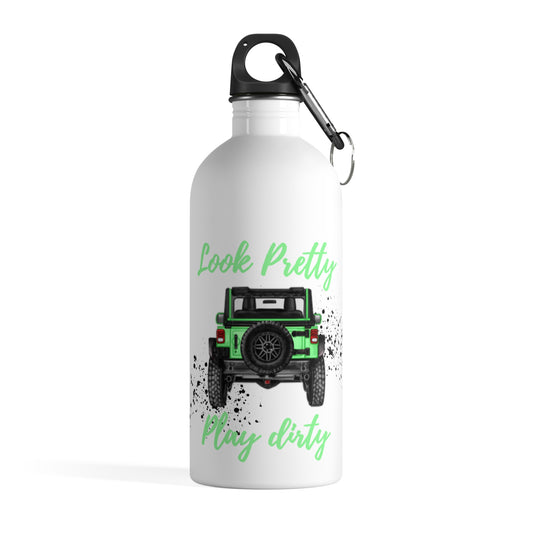 Look Pretty Play Dirty Green Stainless Steel Water Bottle