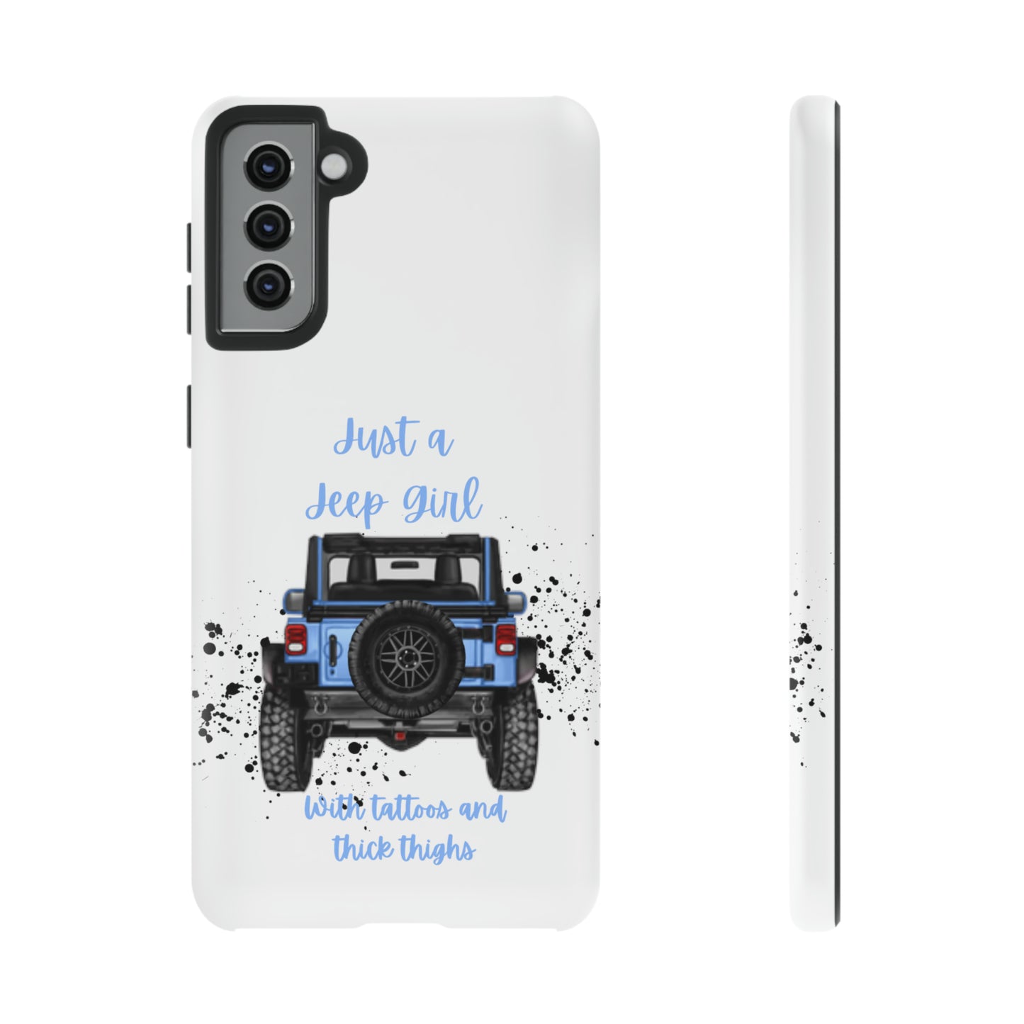 Off Road Girl with Tattoos and Thick Thighs Blue Protective Phone Case