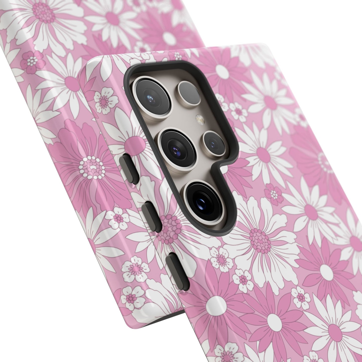 Pink and White Flowers Protective Phone Case