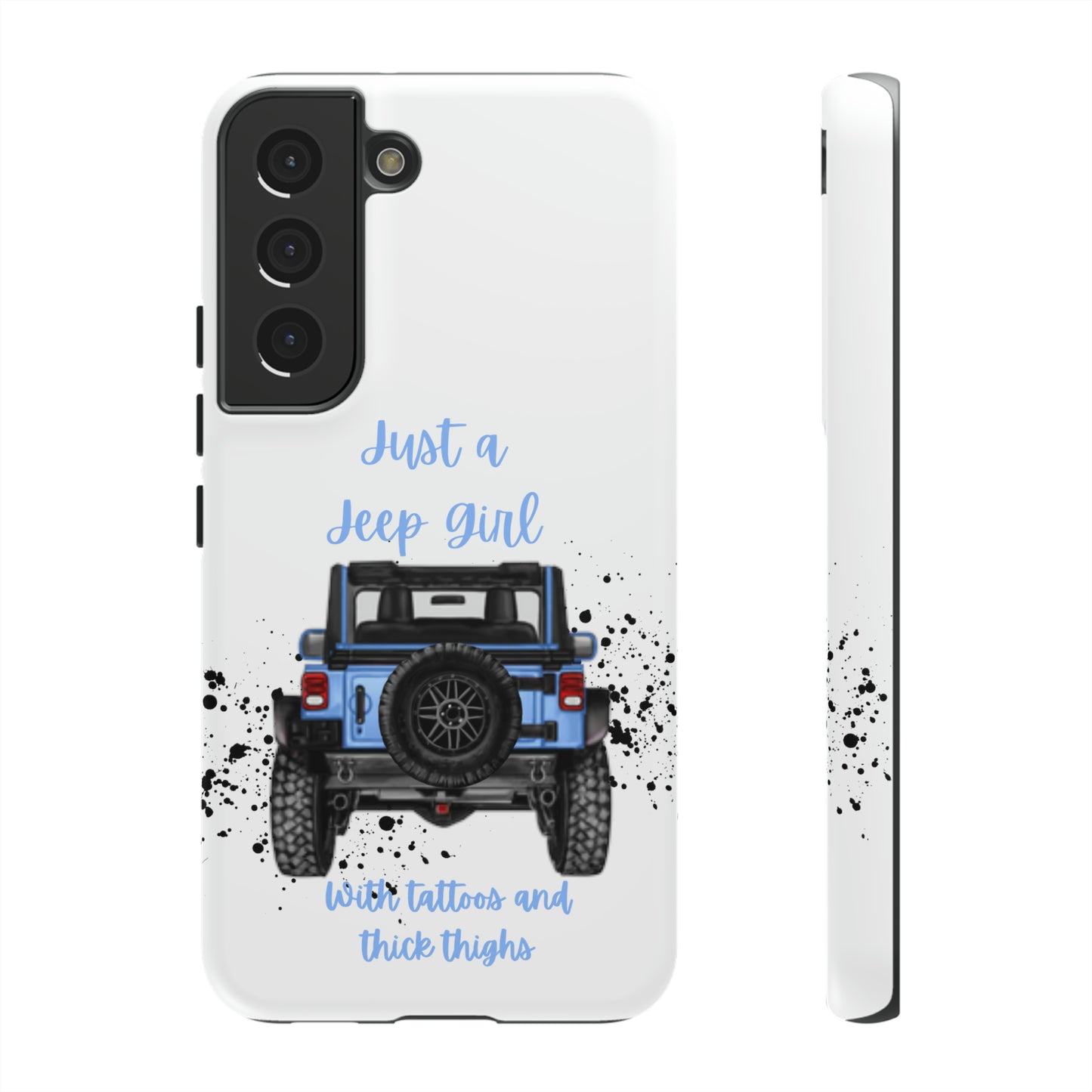 Off Road Girl with Tattoos and Thick Thighs Blue Protective Phone Case