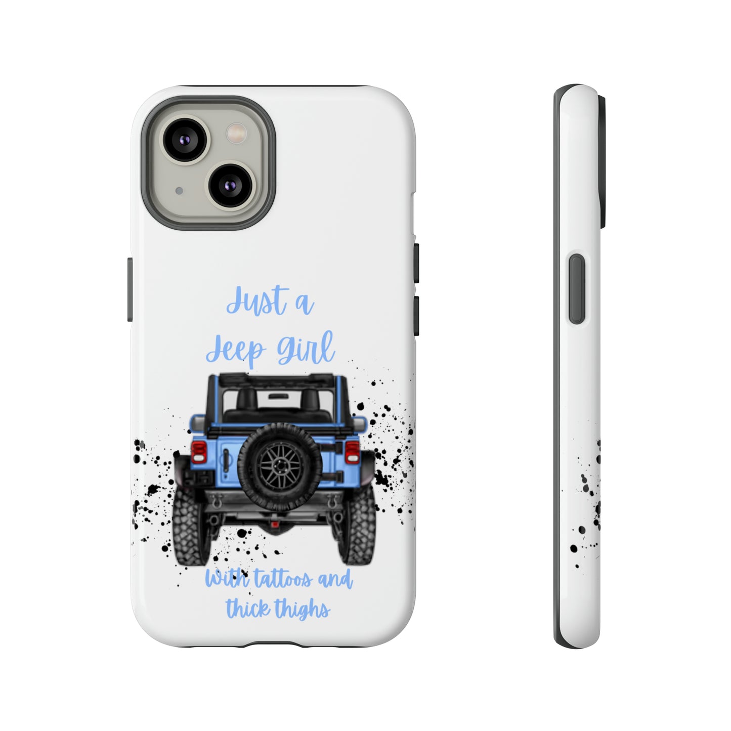 Off Road Girl with Tattoos and Thick Thighs Blue Protective Phone Case