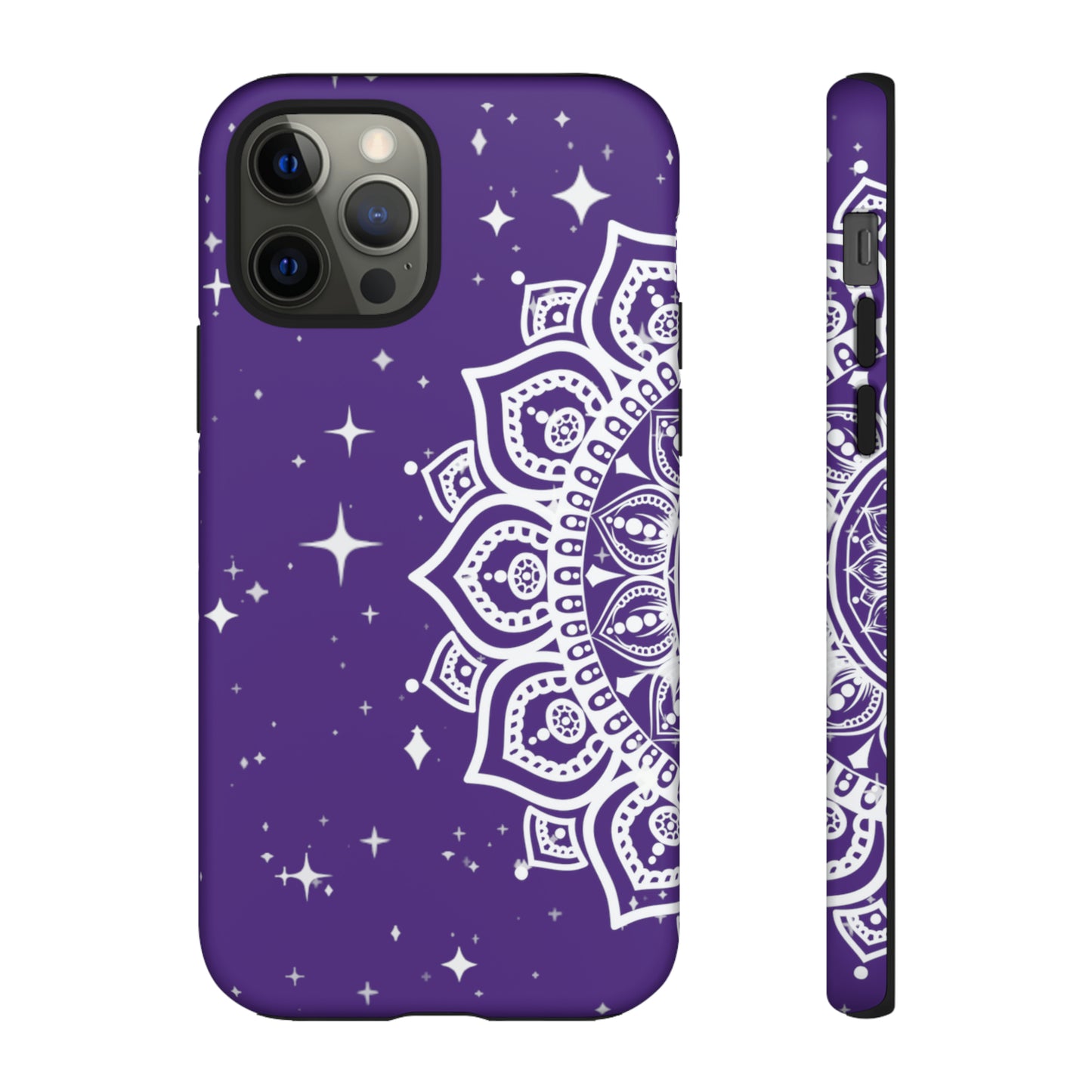 Purple mandala protective phone case for iPhone, Samsung and Google