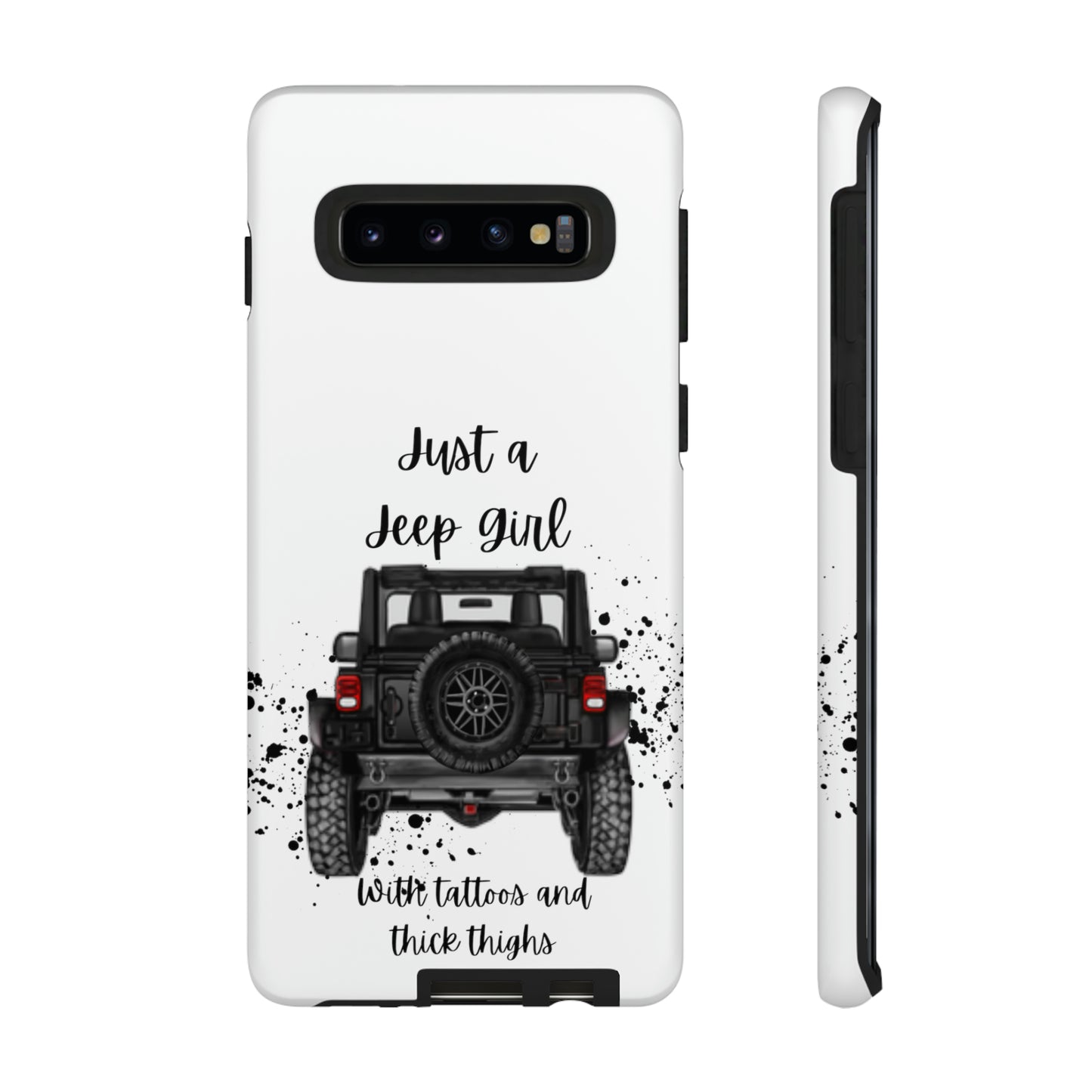 Off Road Girl with Tattoos and Thick Thighs Black Protective Phone Case