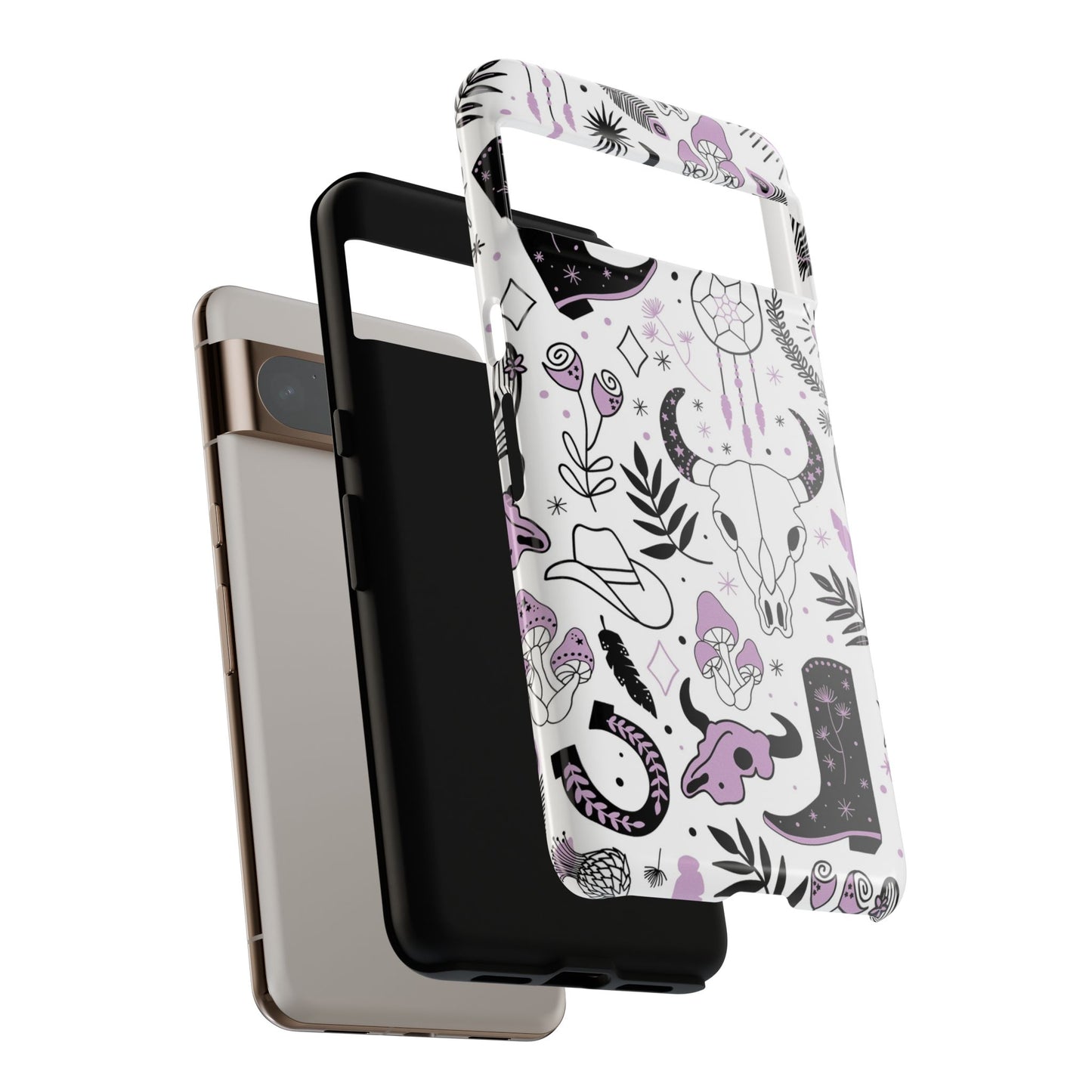 Purple and Black Western Protective Drop Proof Case Iphone, Samsung and Google phones