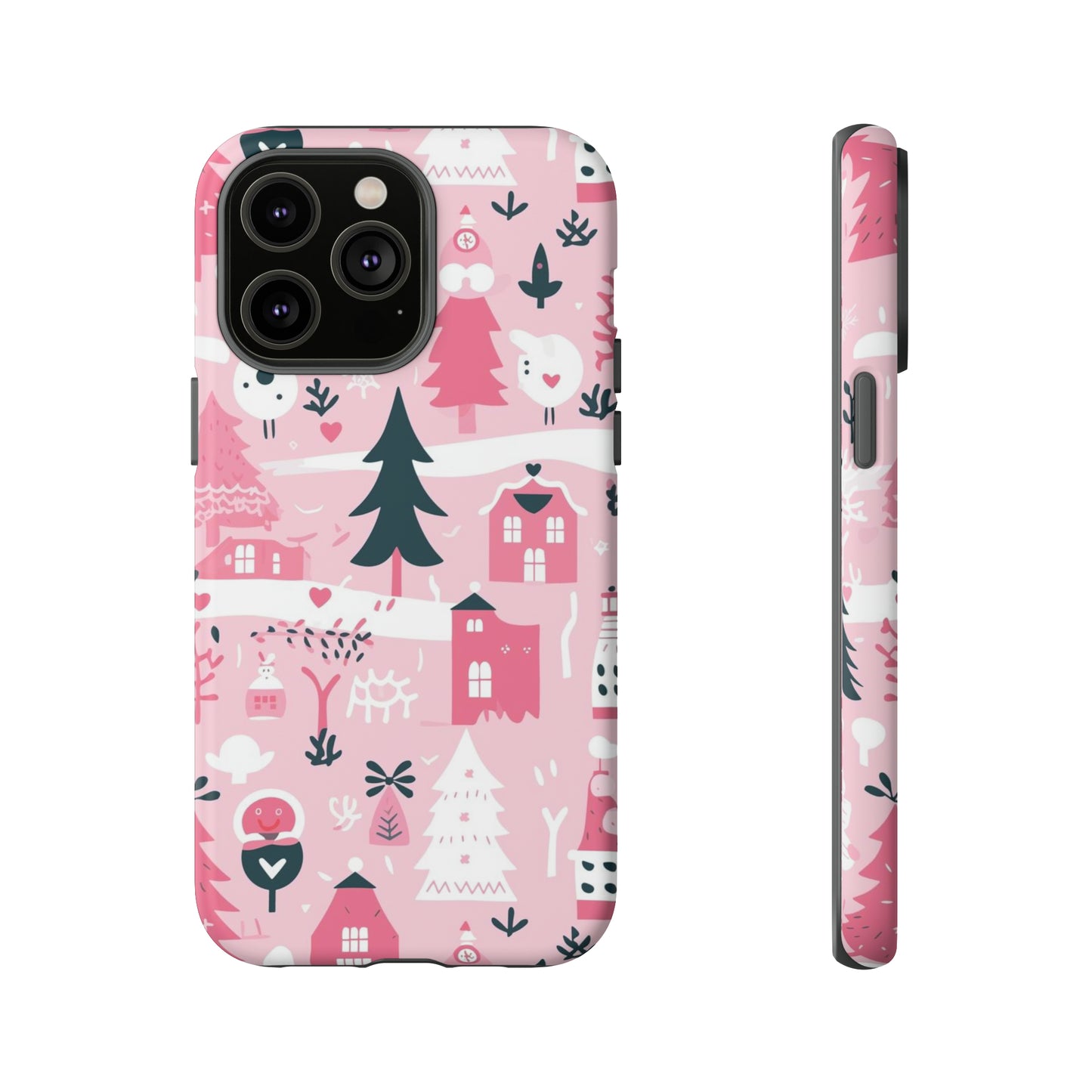 Pink Christmas Design Protective Case for Iphone, Samsung and Google Phones