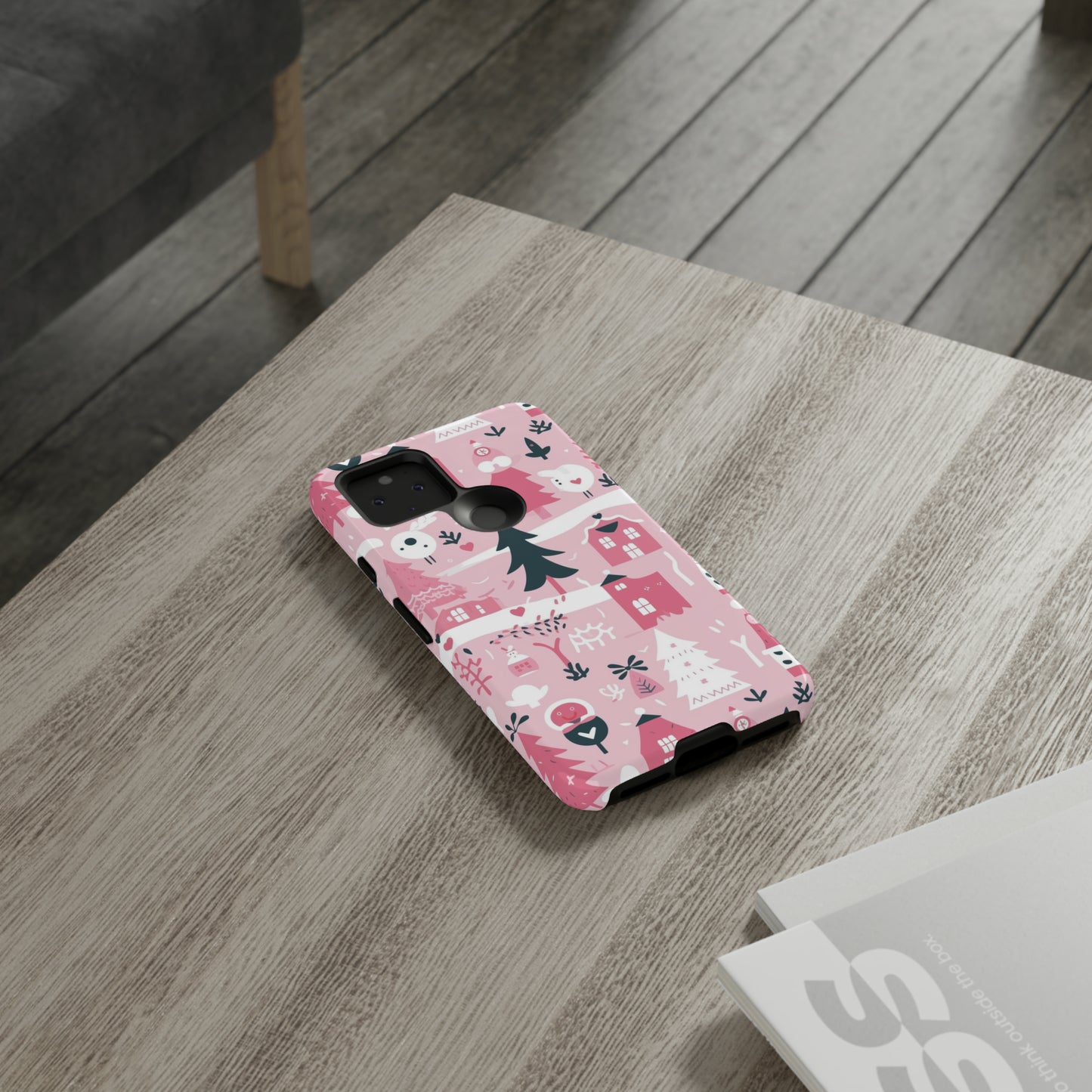 Pink Christmas Design Protective Case for Iphone, Samsung and Google Phones