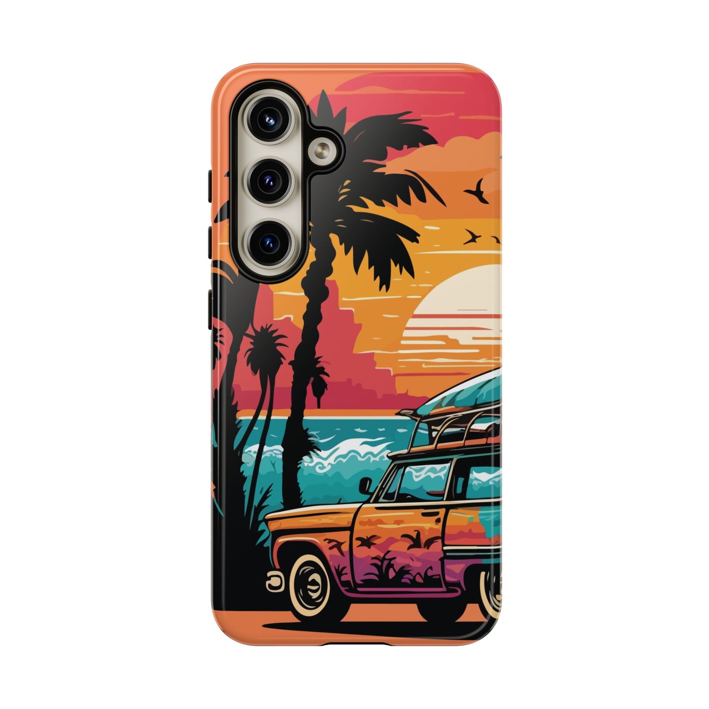 Summer Retro Sunset Protective Phone Case