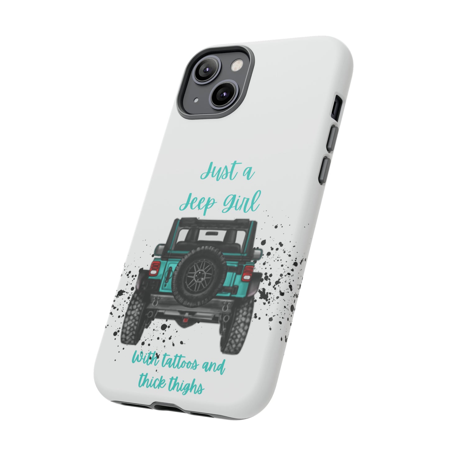 Off Road Girl with Tattoos and Thick Thighs Turquoise Protective Phone Case