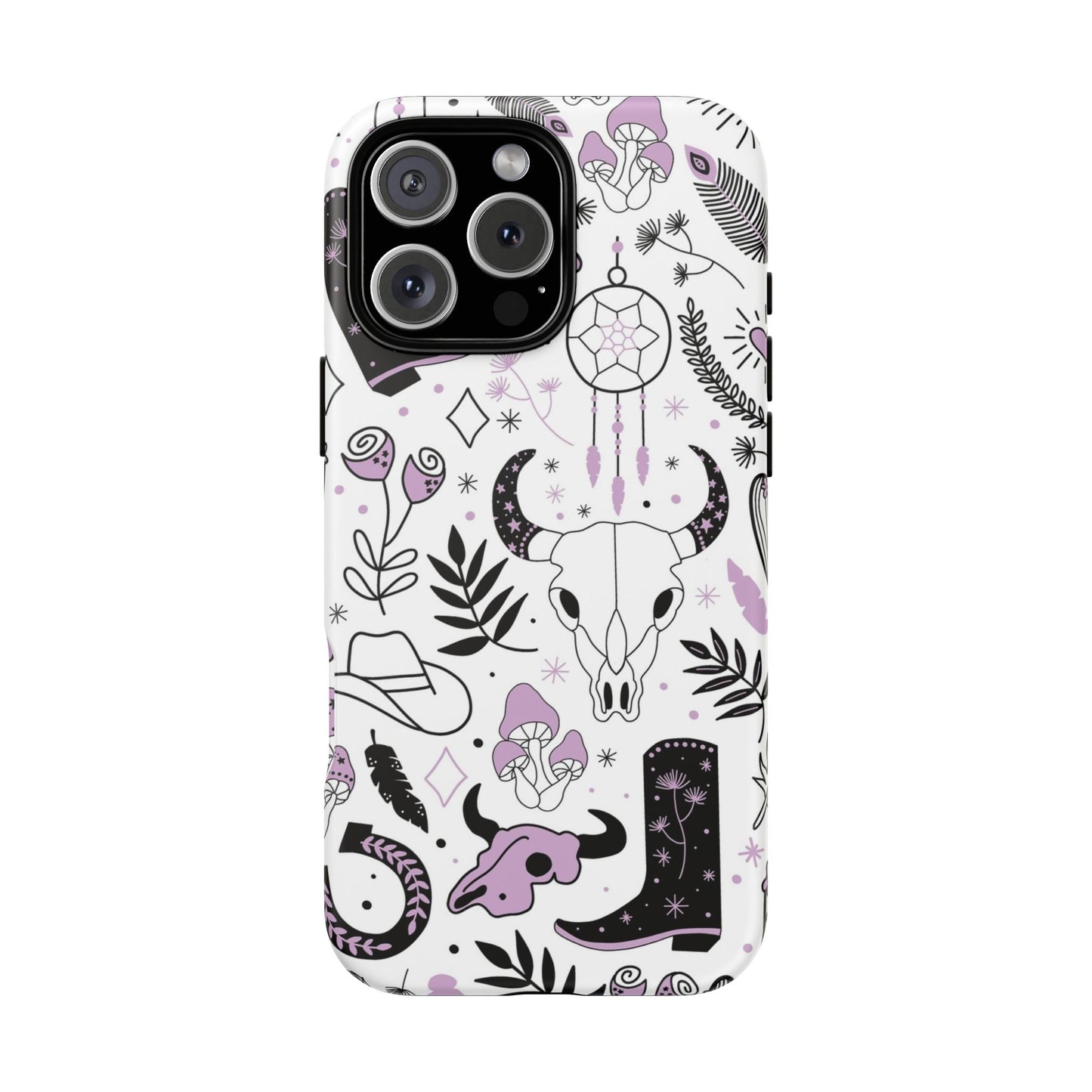 Purple and Black Western Protective Drop Proof Case Iphone, Samsung and Google phones