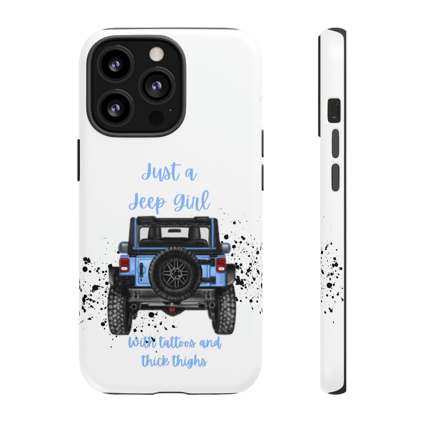 Off Road Girl with Tattoos and Thick Thighs Blue Protective Phone Case