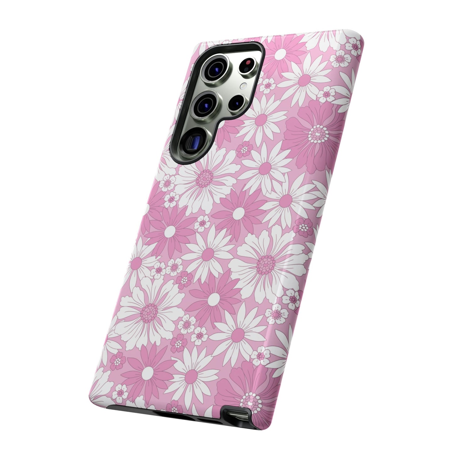 Pink and White Flowers Protective Phone Case