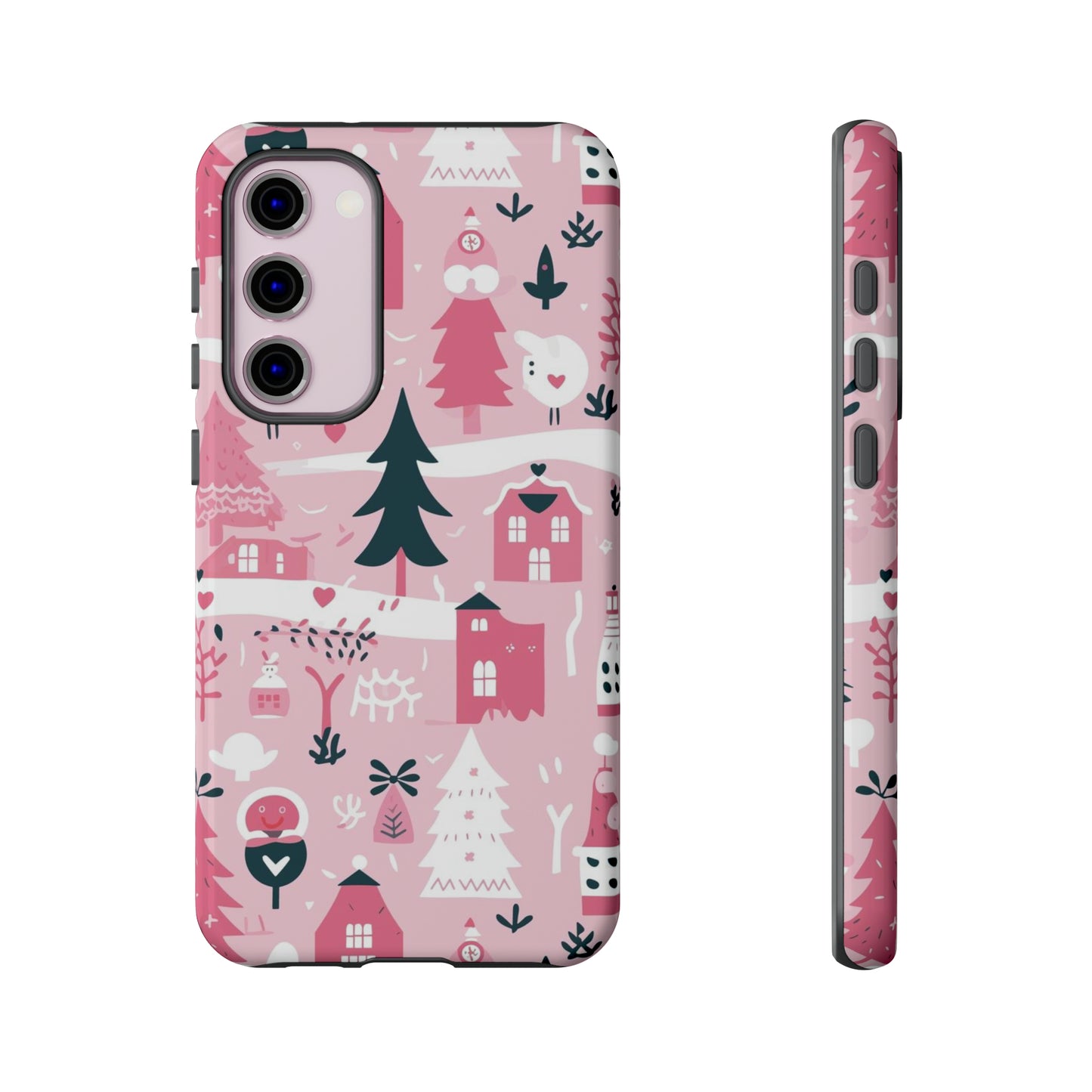 Pink Christmas Design Protective Case for Iphone, Samsung and Google Phones