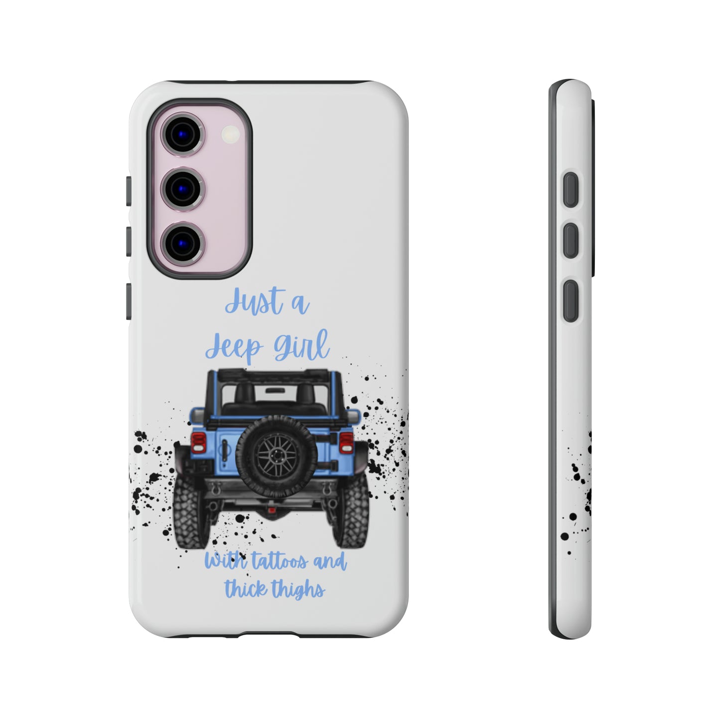 Off Road Girl with Tattoos and Thick Thighs Blue Protective Phone Case