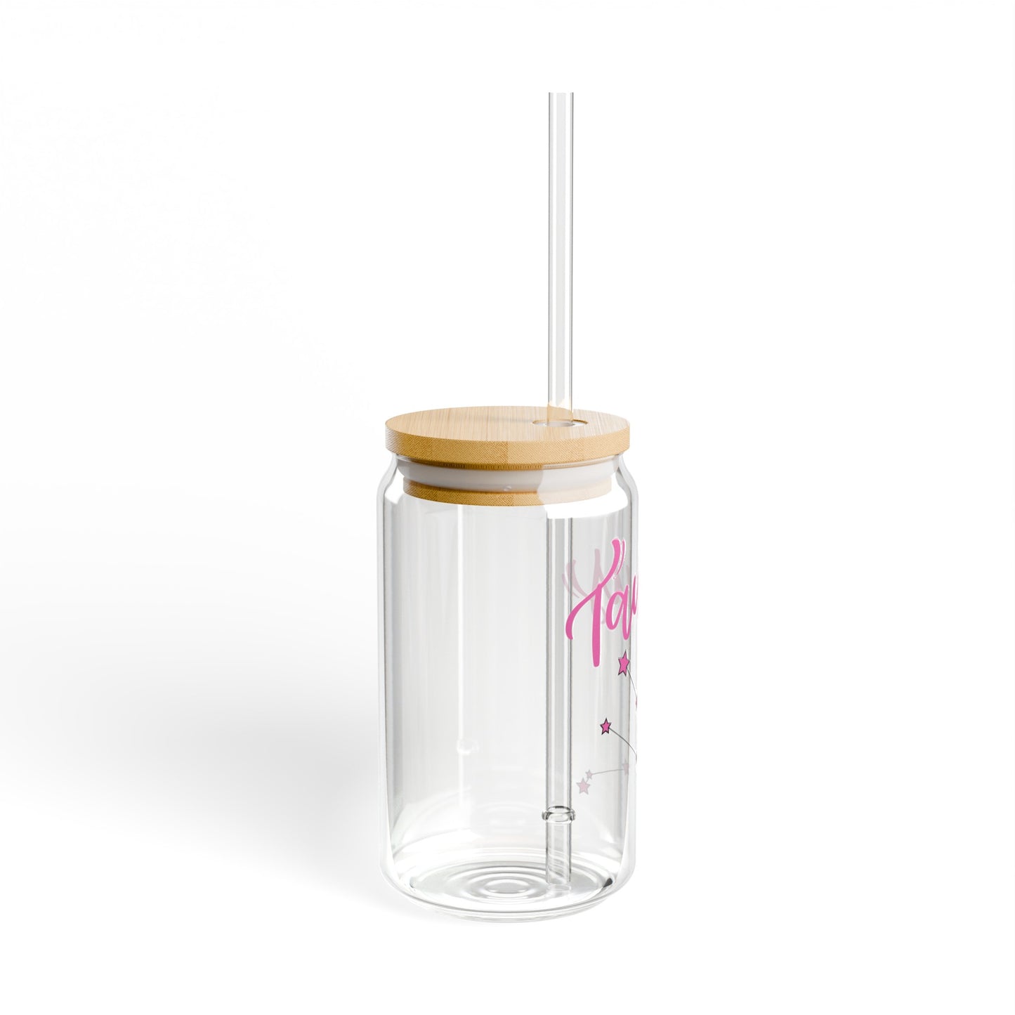 Taurus 16oz Glass Can with Lid and Straw