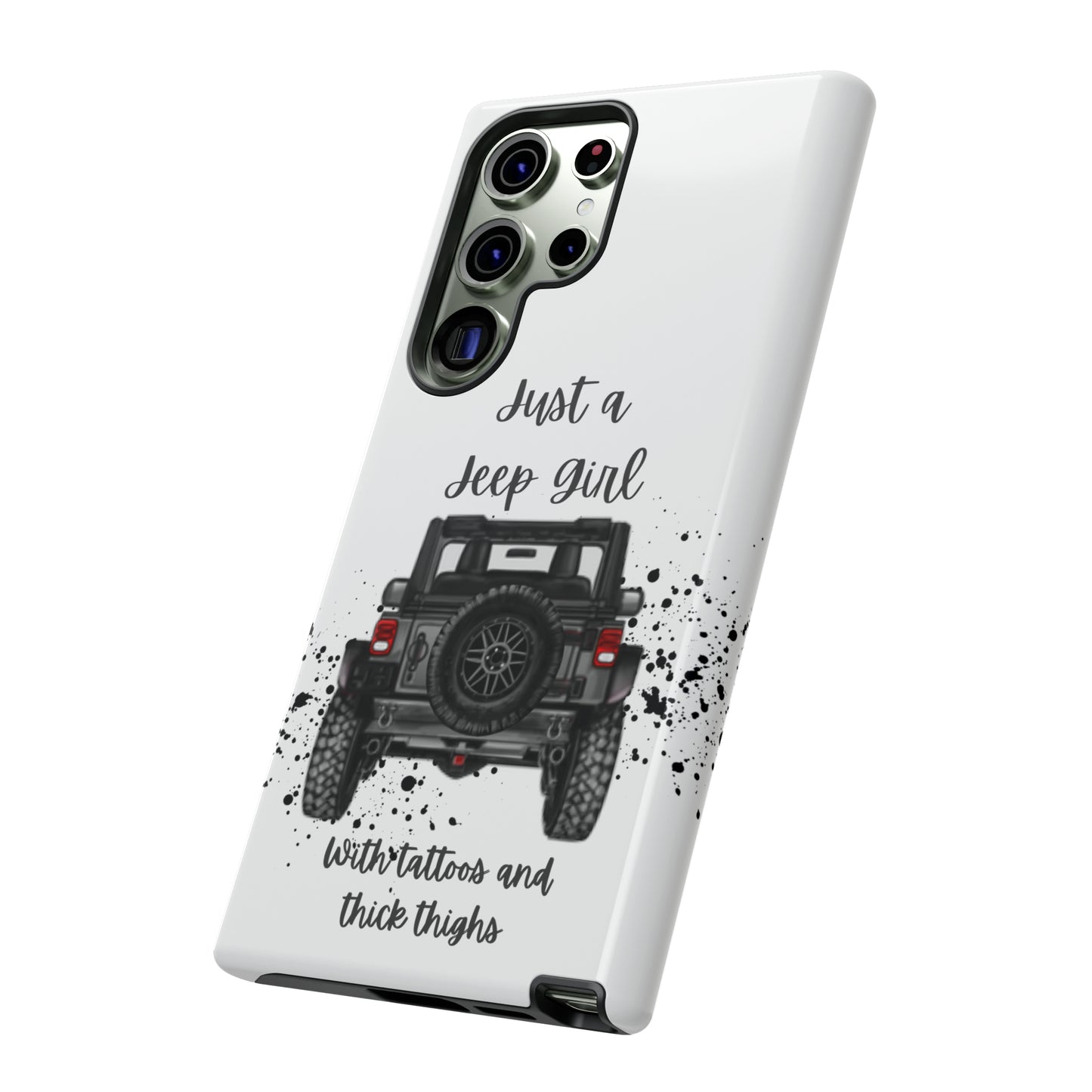 Off Road Girl with Tattoos and Thick Thighs Grey Protective Phkne Case