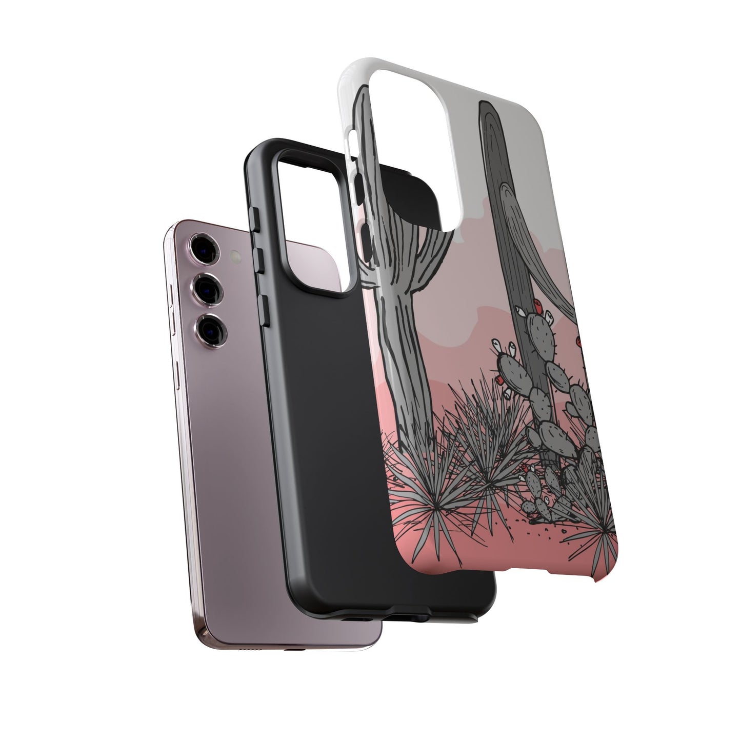 Pastel Cactus Sunset Protective Phone Case