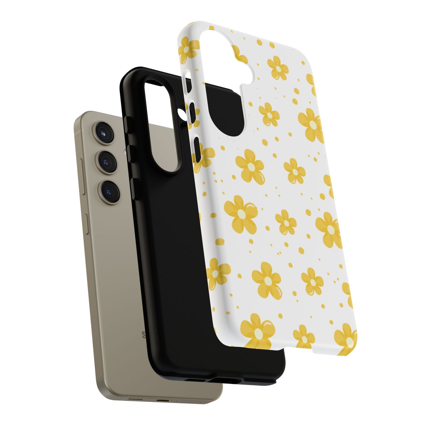 Yellow Flowers Protective Phone Case for Google, Apple and Samsung Phones