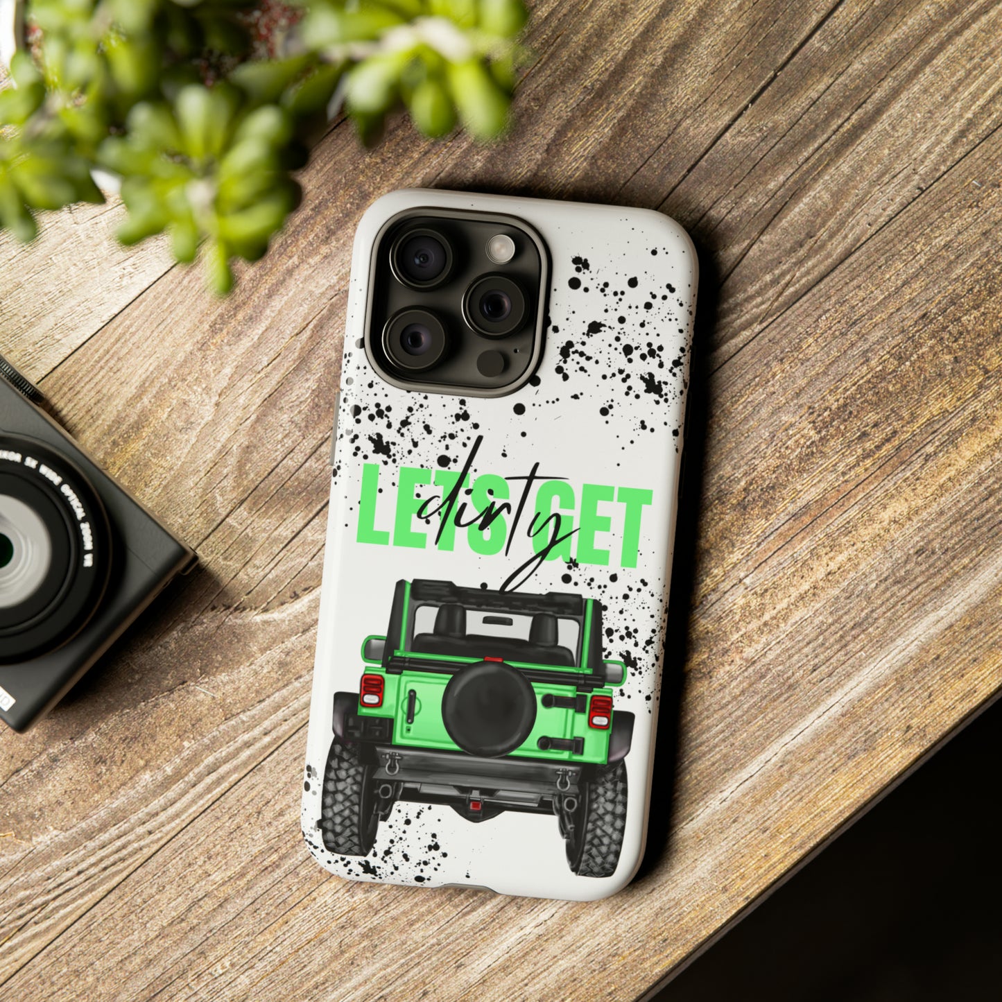 Lets Get Dirty Off Road Green Splatter Protective Phone Case