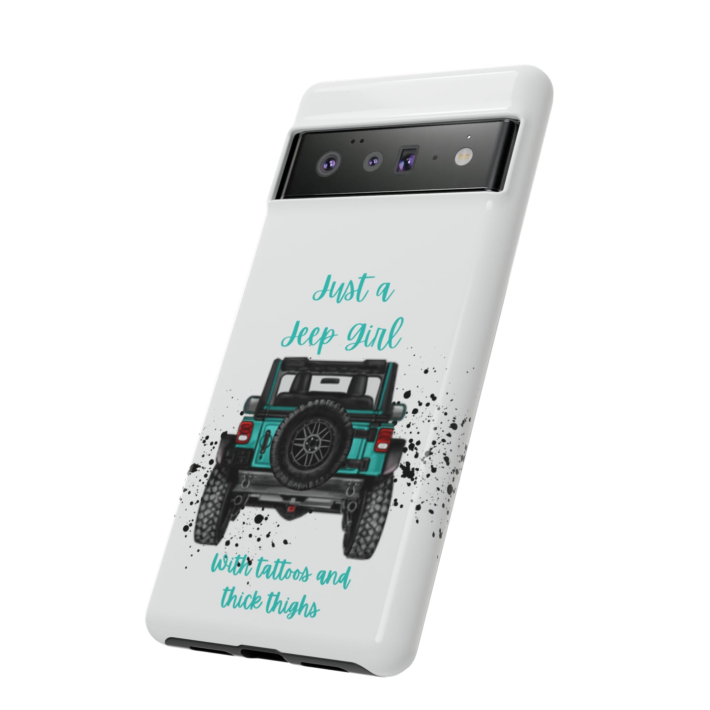 Off Road Girl with Tattoos and Thick Thighs Turquoise Protective Phone Case