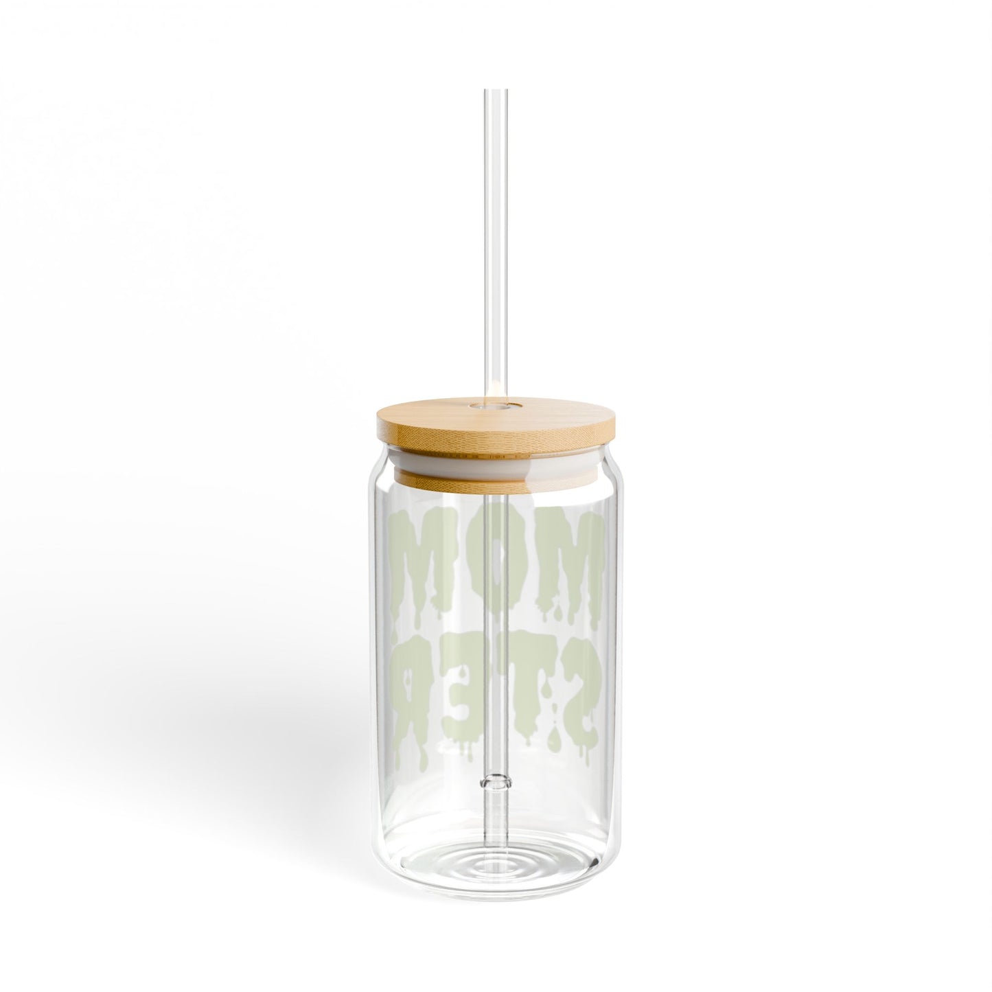 Monster 16oz Glass Can with Lid and Straw
