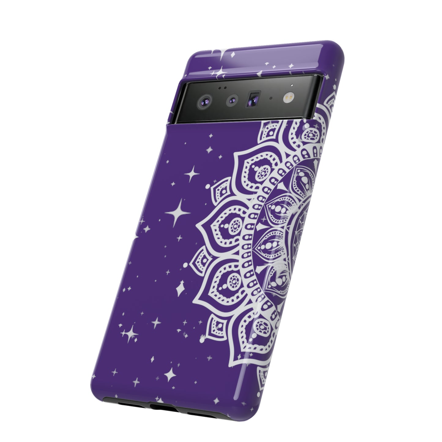 Purple mandala protective phone case for iPhone, Samsung and Google