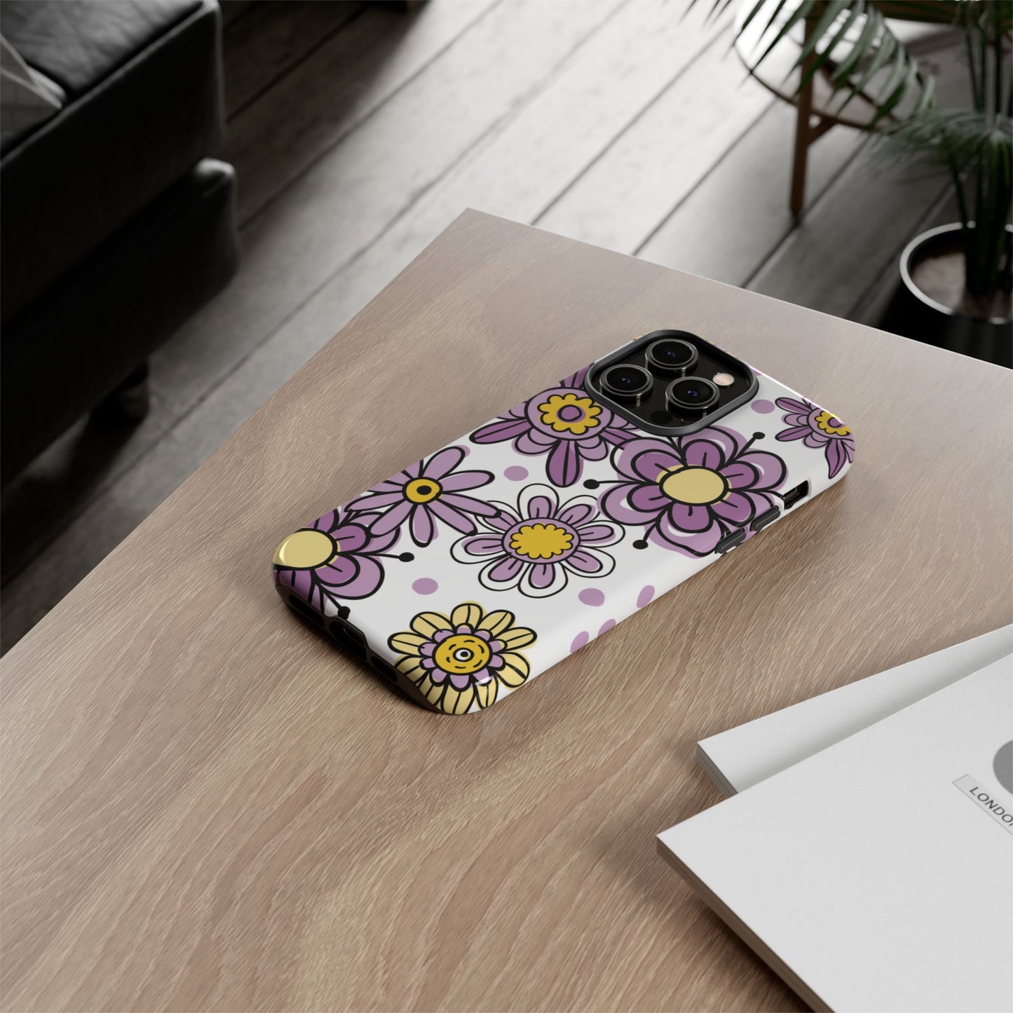 Purple Flowers Protective Phone Case
