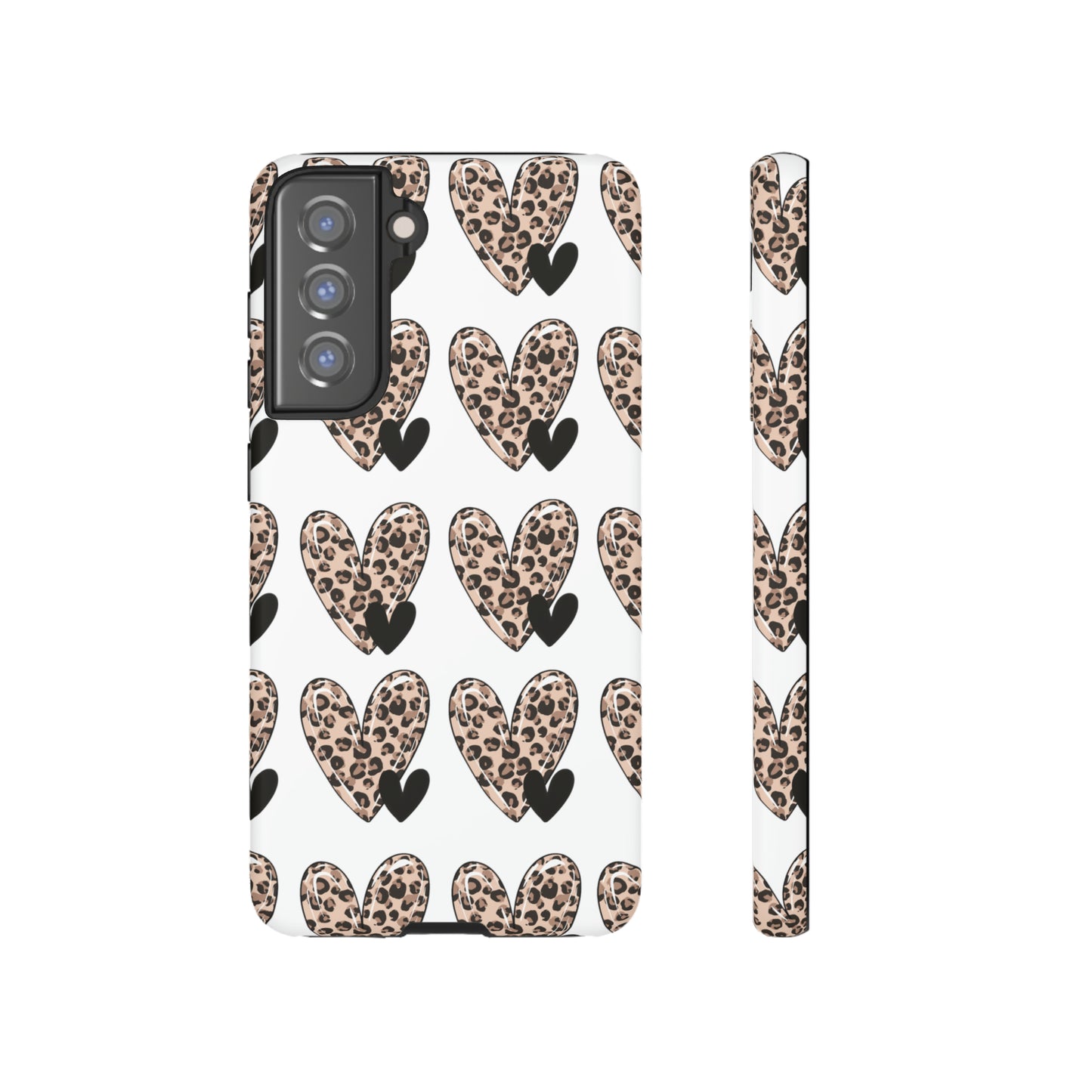 Leopard Hearts Protective Case for IPhone. Samsung and Google phones