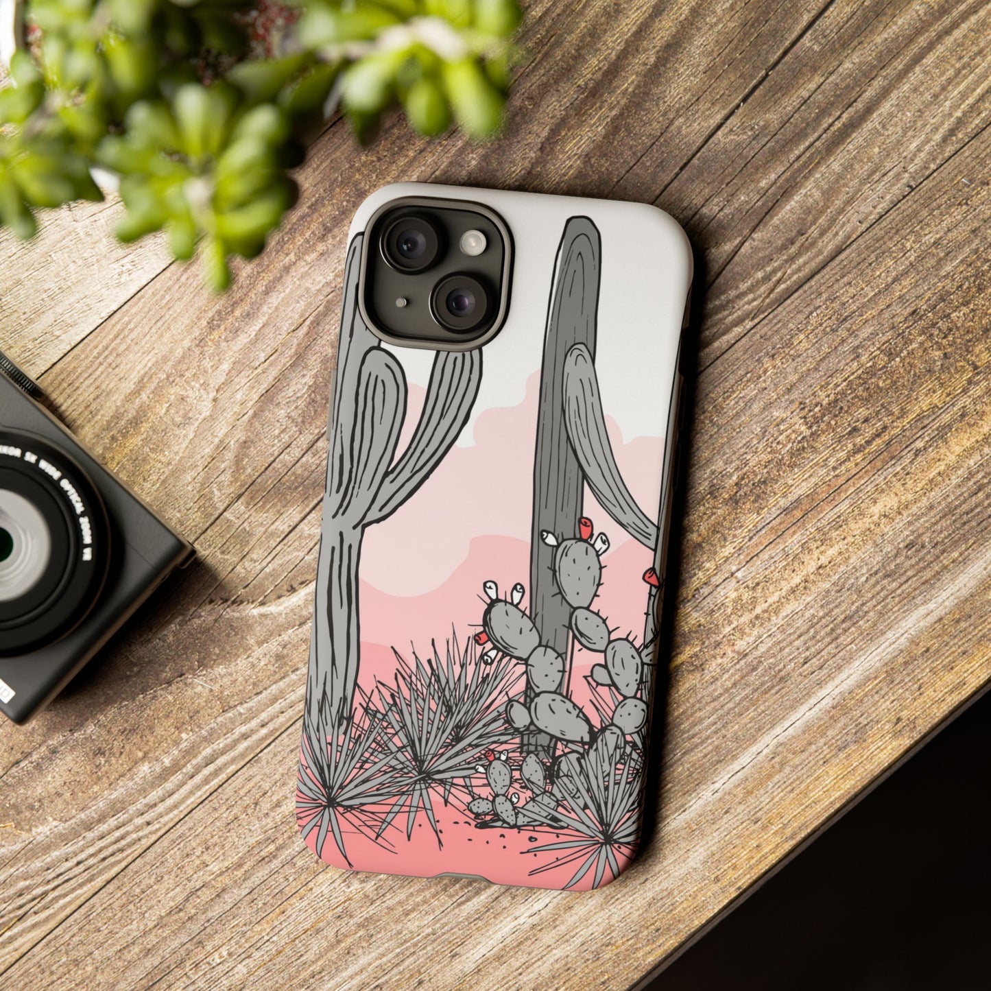 Pastel Cactus Sunset Protective Phone Case