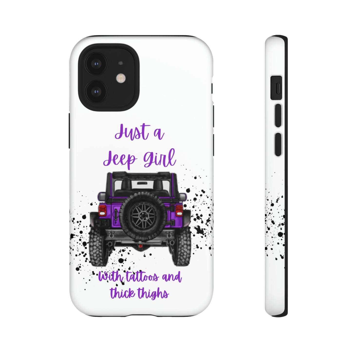 Off Road Girl with Tattoos and Thick Thighs Purple Protective Phone Case