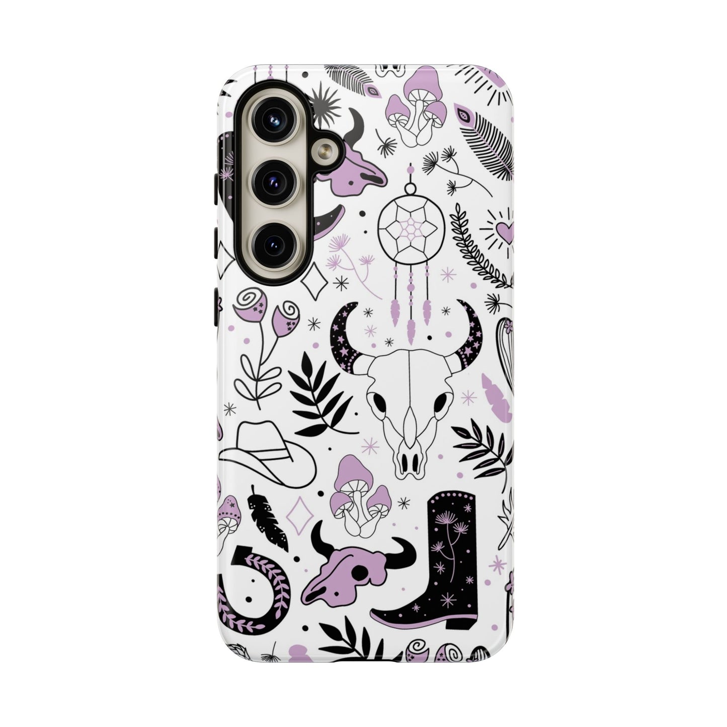 Purple and Black Western Protective Drop Proof Case Iphone, Samsung and Google phones