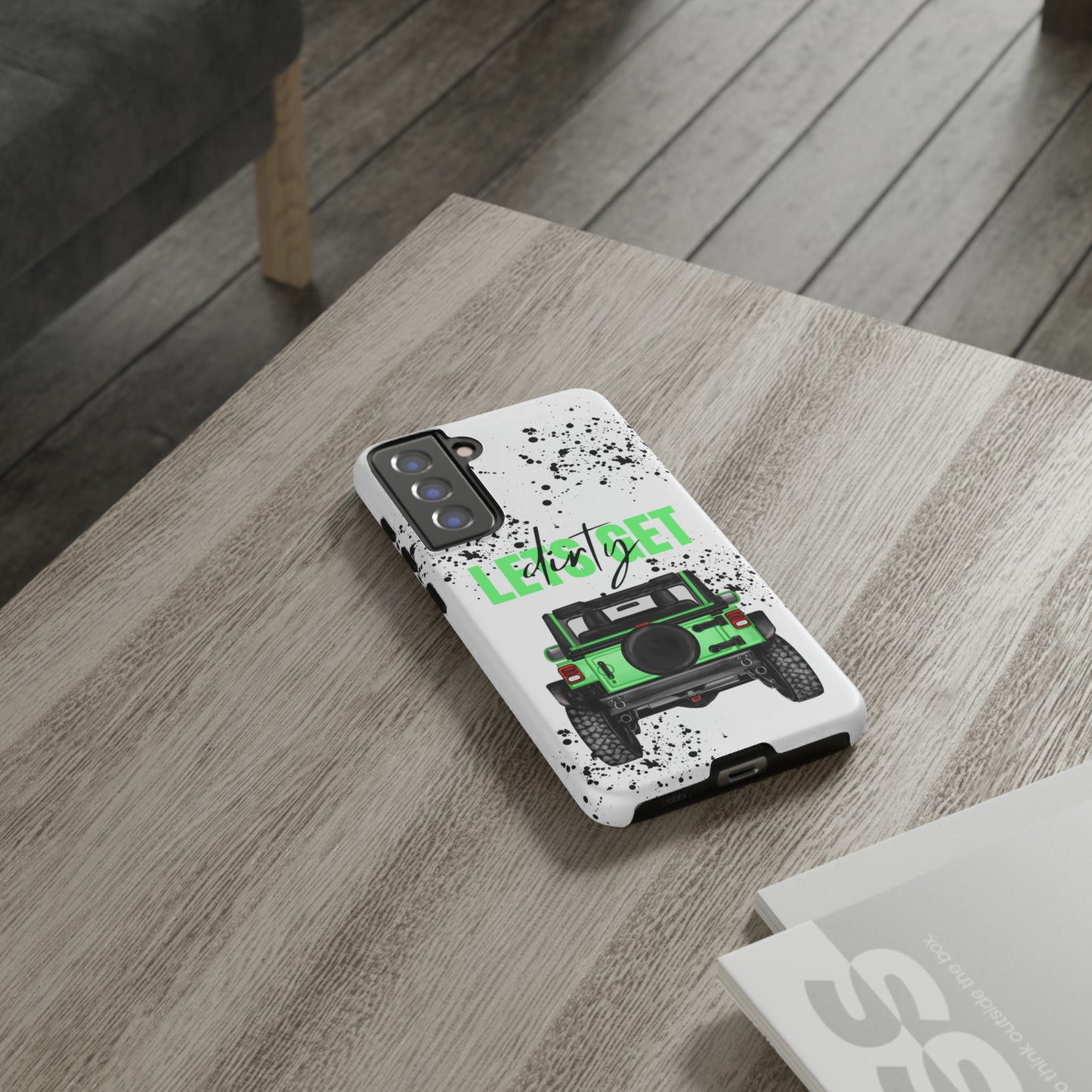 Lets Get Dirty Off Road Green Splatter Protective Phone Case