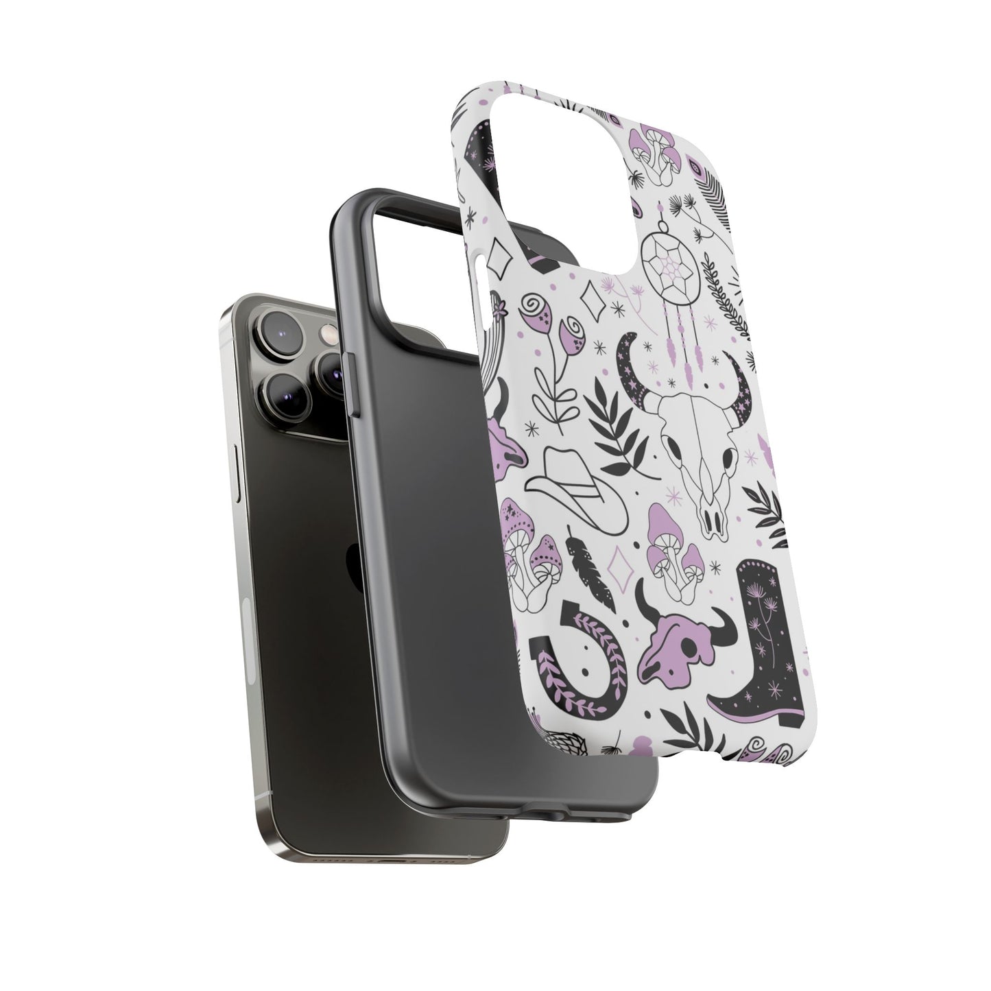 Purple and Black Western Protective Drop Proof Case Iphone, Samsung and Google phones