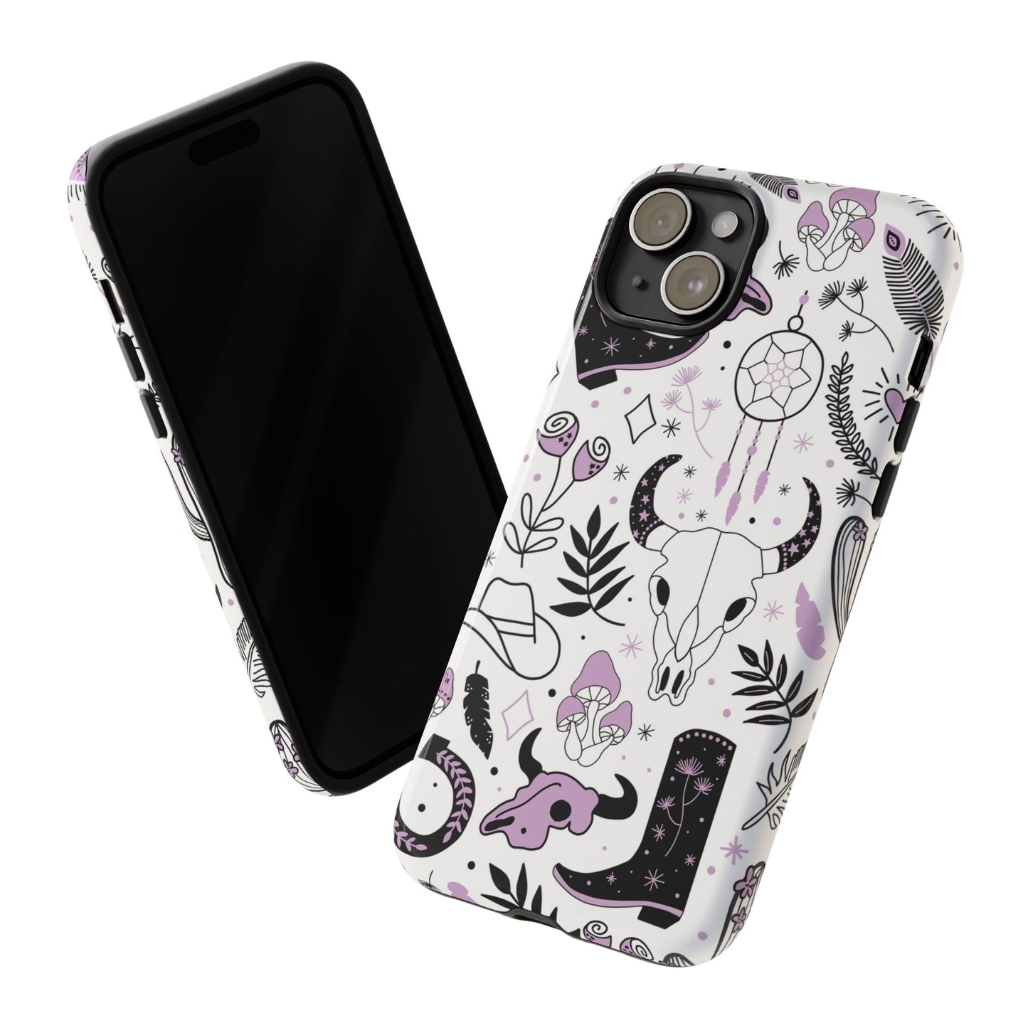 Purple and Black Western Protective Drop Proof Case Iphone, Samsung and Google phones