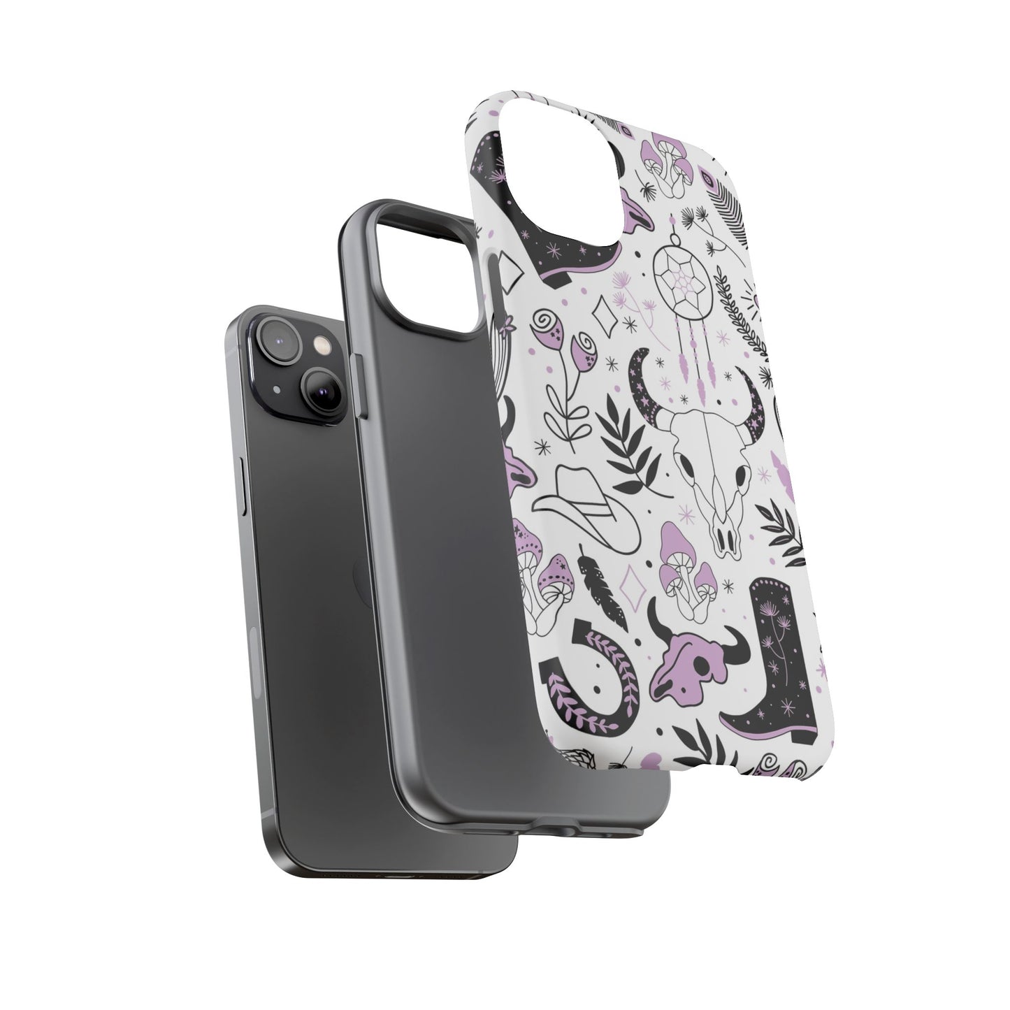 Purple and Black Western Protective Drop Proof Case Iphone, Samsung and Google phones