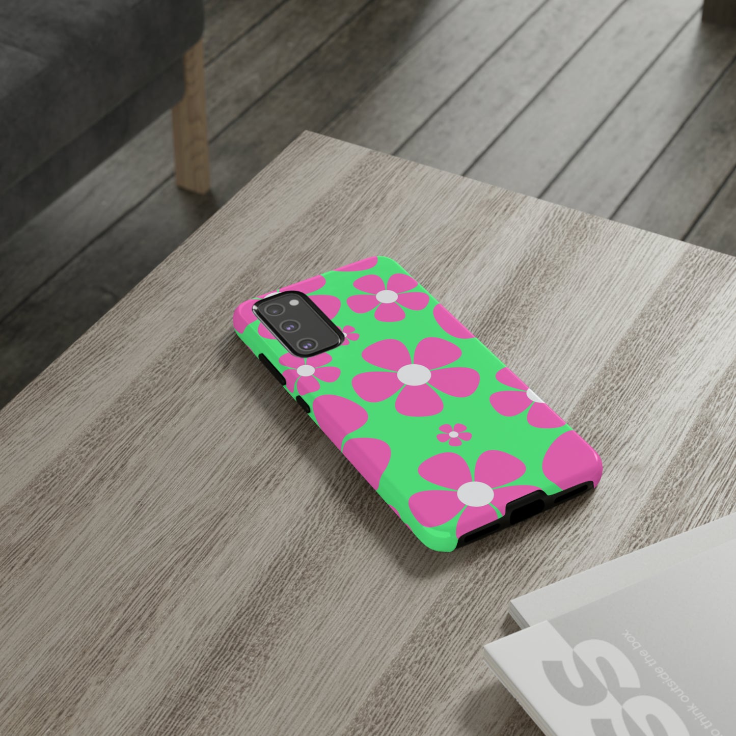 Green with pink flowers protective case