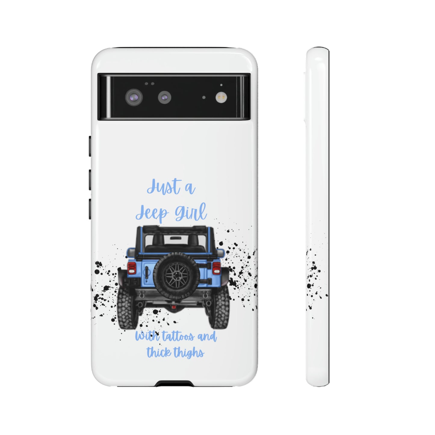 Off Road Girl with Tattoos and Thick Thighs Blue Protective Phone Case