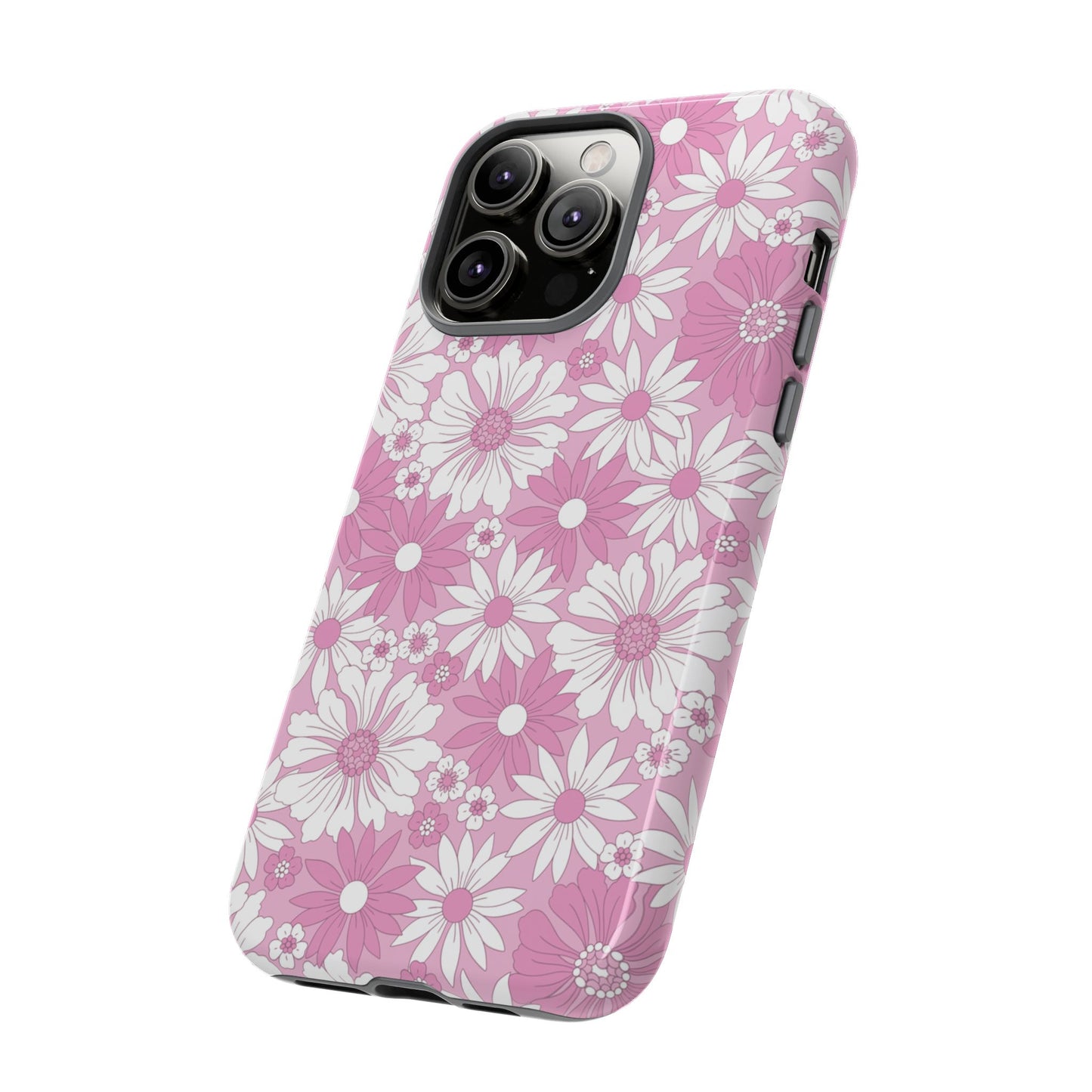 Pink and White Flowers Protective Phone Case
