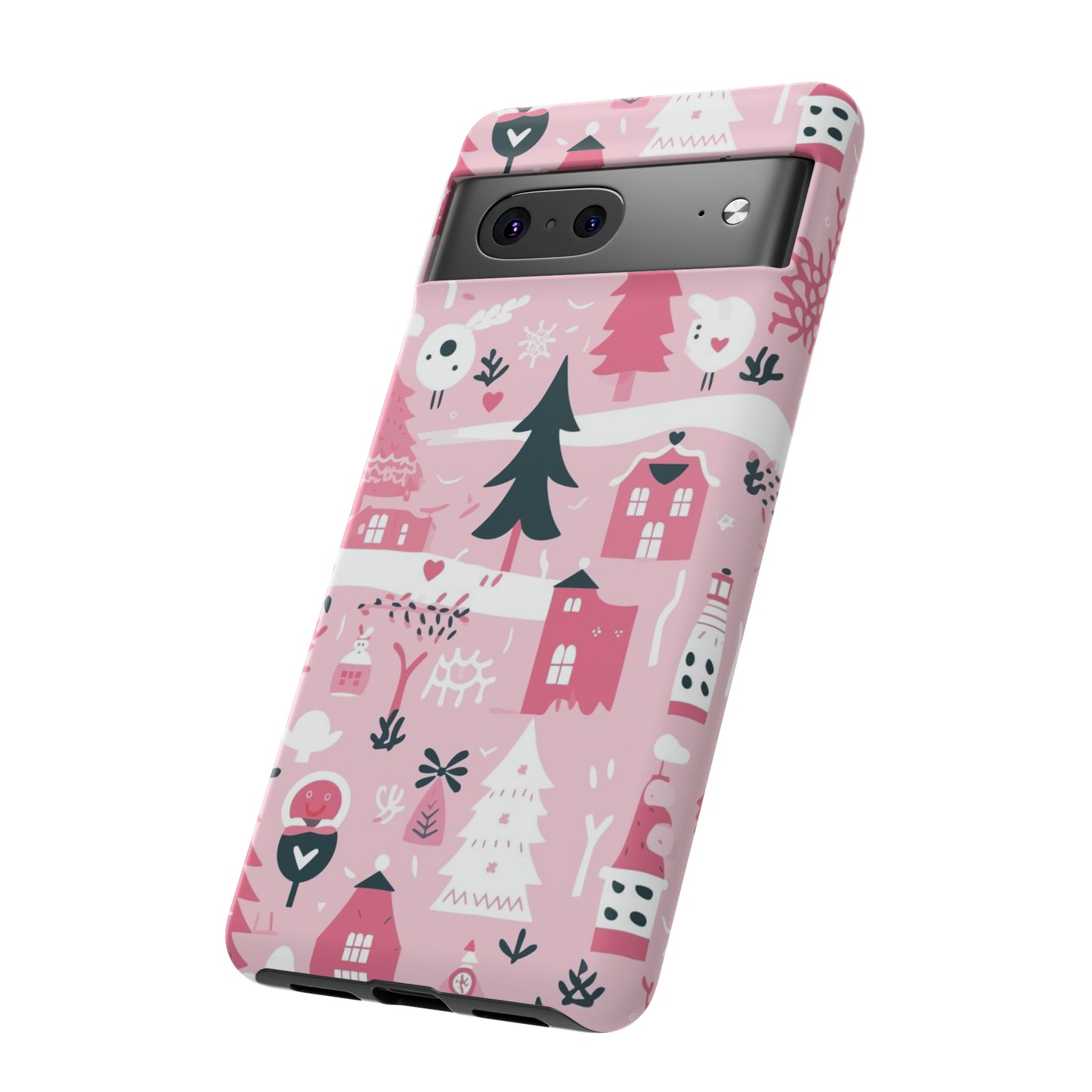 Pink Christmas Design Protective Case for Iphone, Samsung and Google Phones