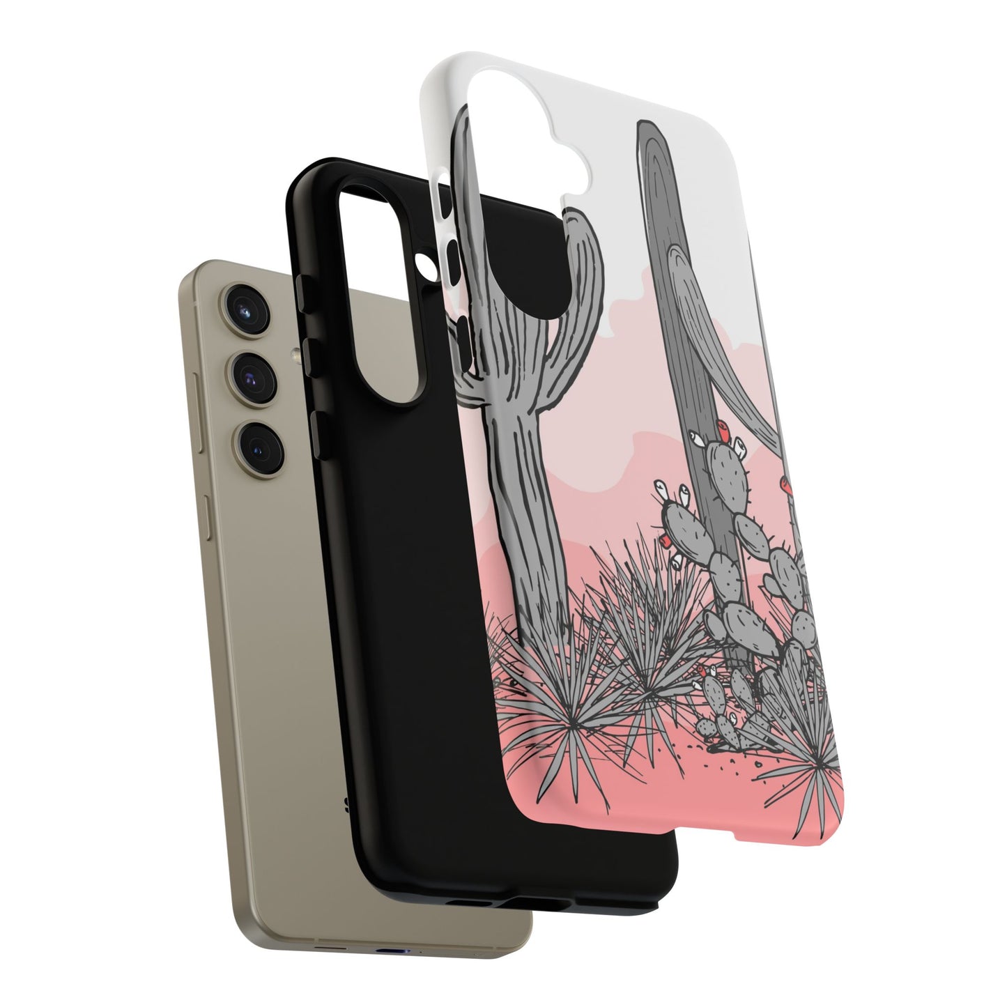 Pastel Cactus Sunset Protective Phone Case