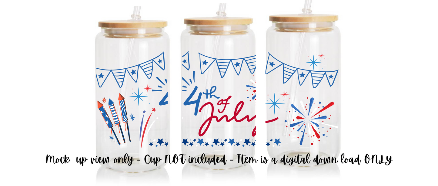 Digital Download - July 4th Wrap Design for Libby Cups