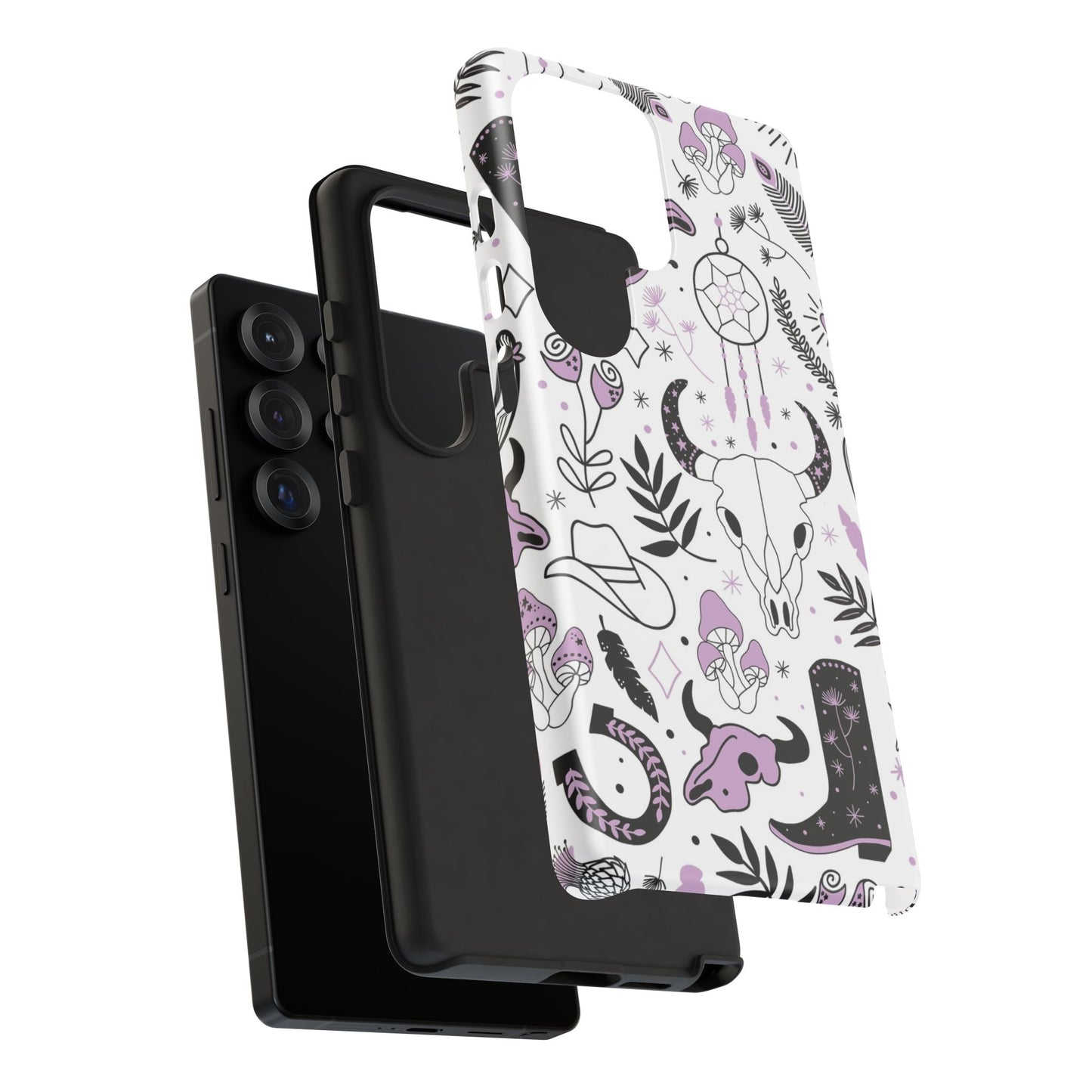 Purple and Black Western Protective Drop Proof Case Iphone, Samsung and Google phones