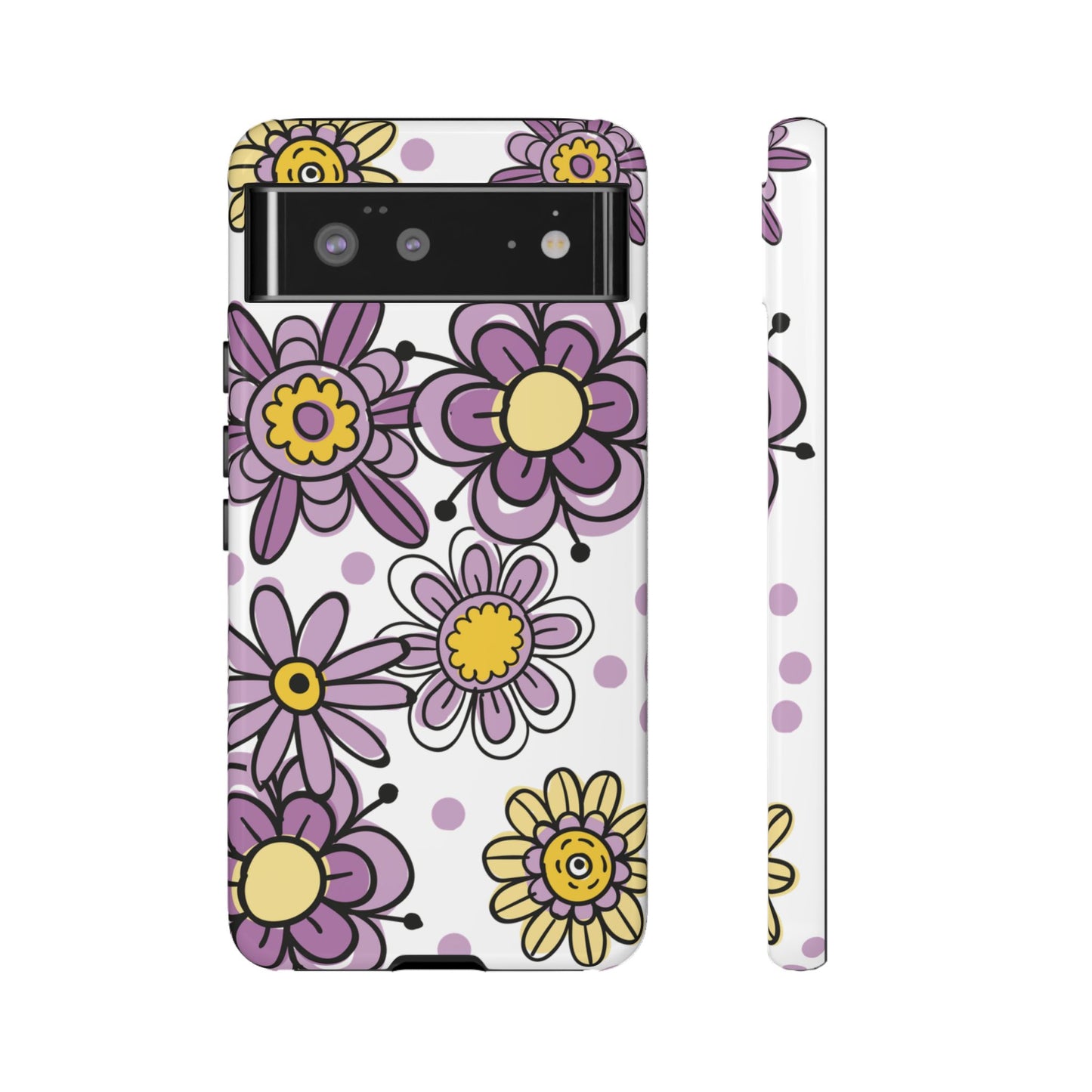 Purple Flowers Protective Phone Case