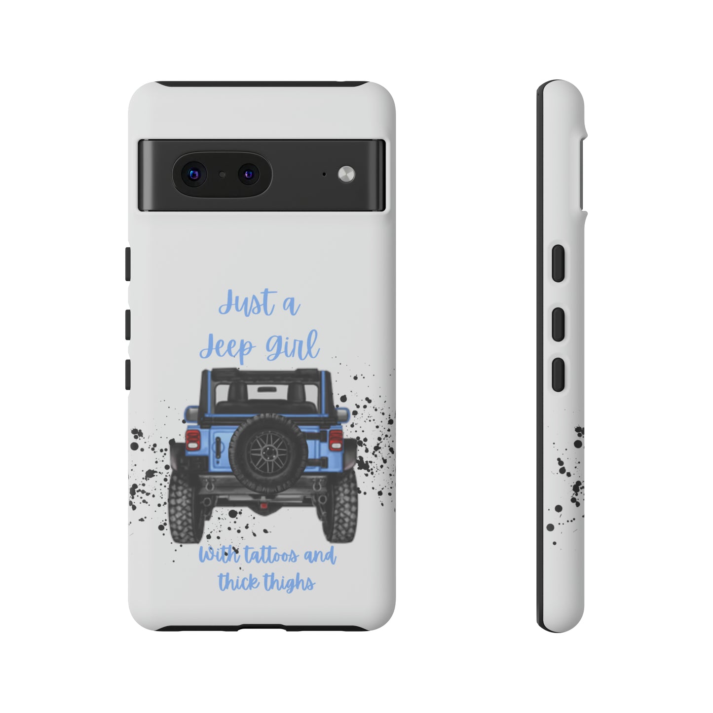 Off Road Girl with Tattoos and Thick Thighs Blue Protective Phone Case