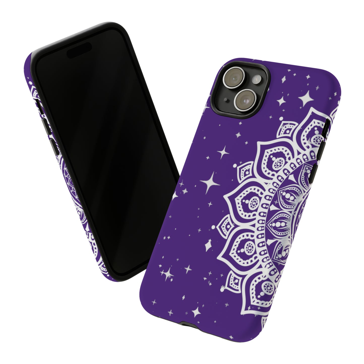 Purple mandala protective phone case for iPhone, Samsung and Google