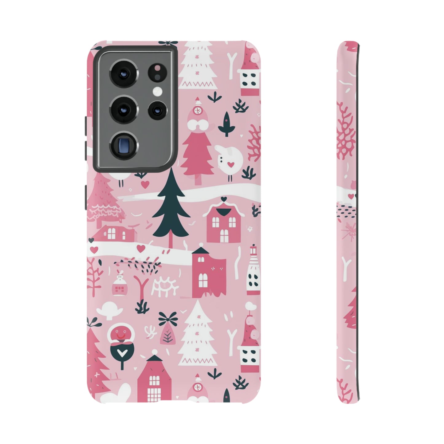 Pink Christmas Design Protective Case for Iphone, Samsung and Google Phones