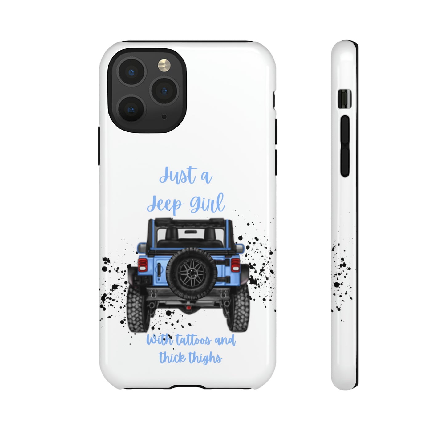 Off Road Girl with Tattoos and Thick Thighs Blue Protective Phone Case