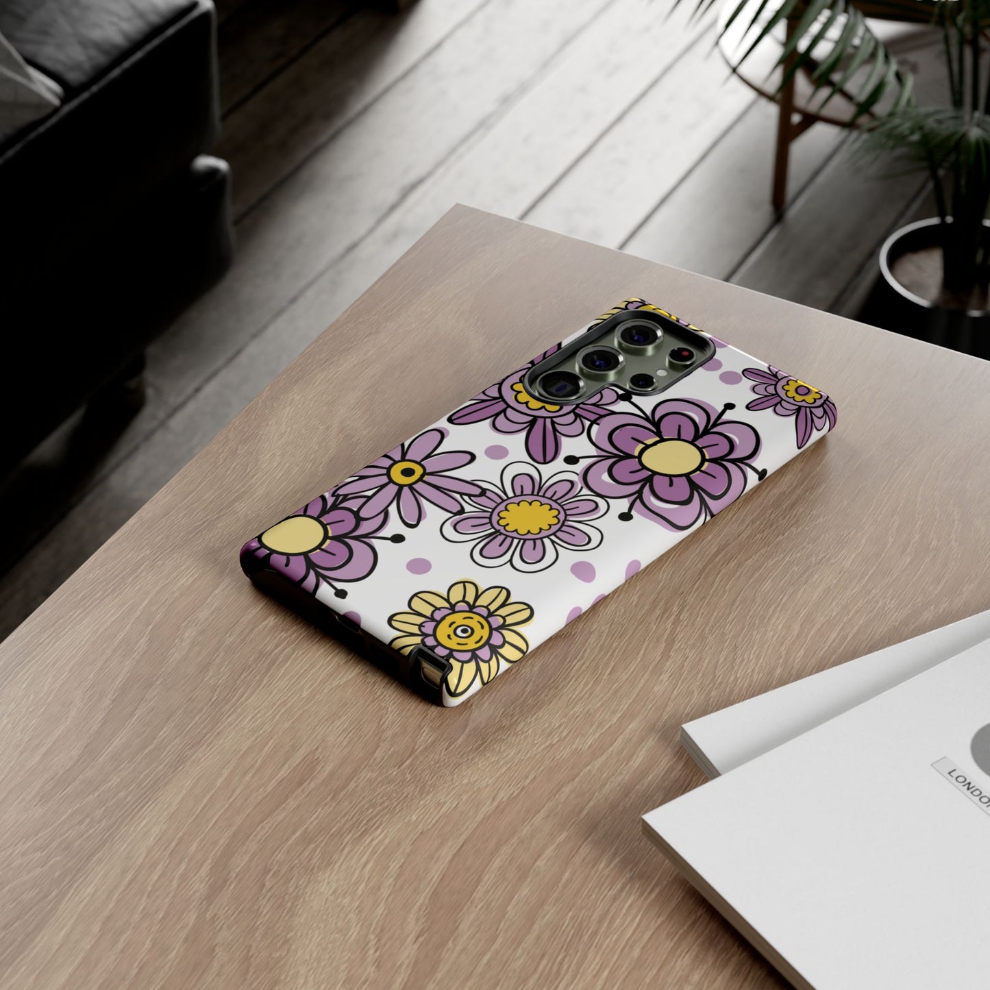 Purple Flowers Protective Phone Case